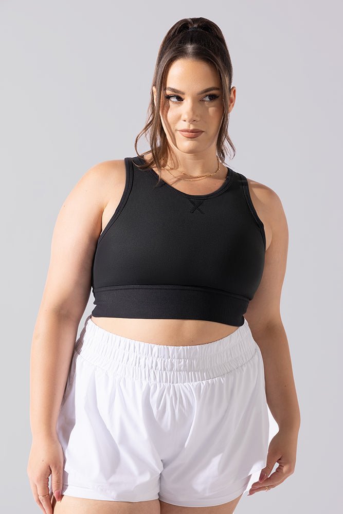 POPFLEX® Sweat Sesh Crop Top - Black