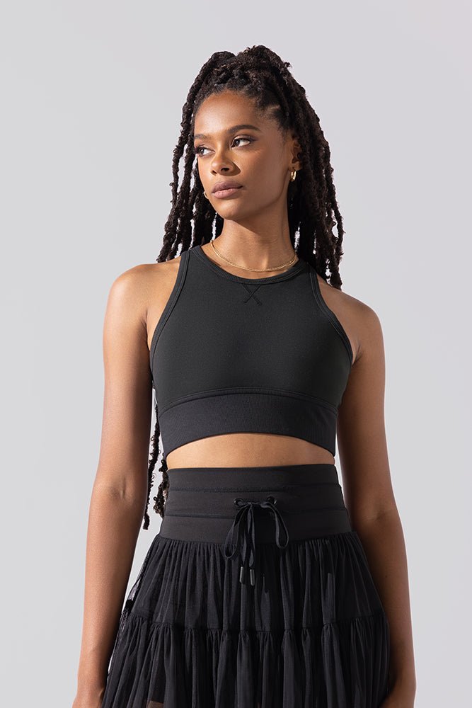POPFLEX® Sweat Sesh Crop Top - Black