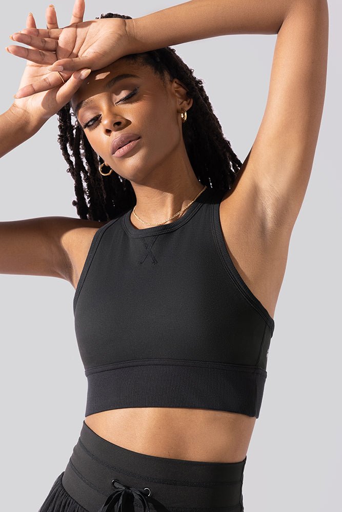 POPFLEX® Sweat Sesh Crop Top - Black