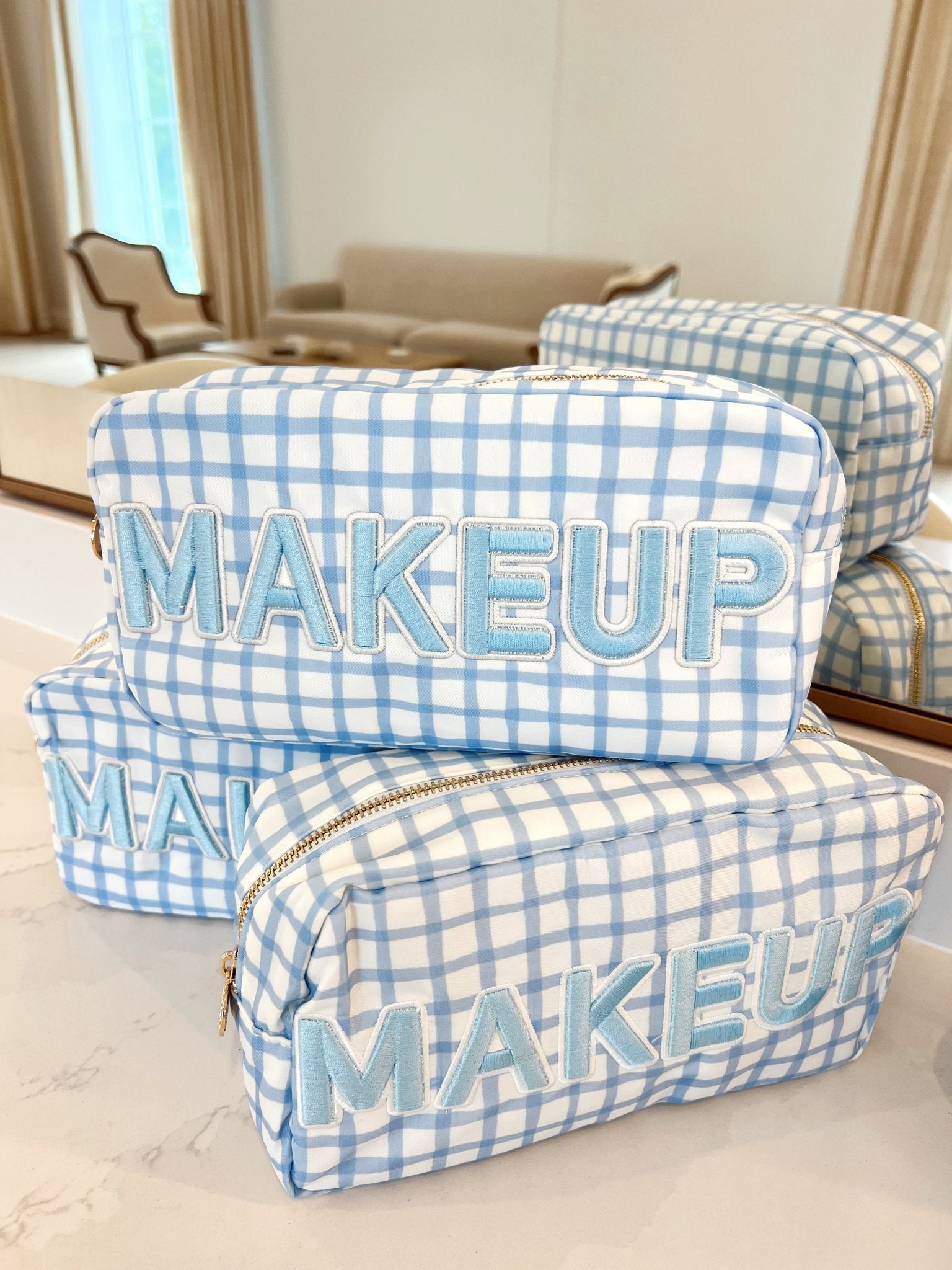 KenzKustomz Makeup - Blue Trellis Nylon Large Bag