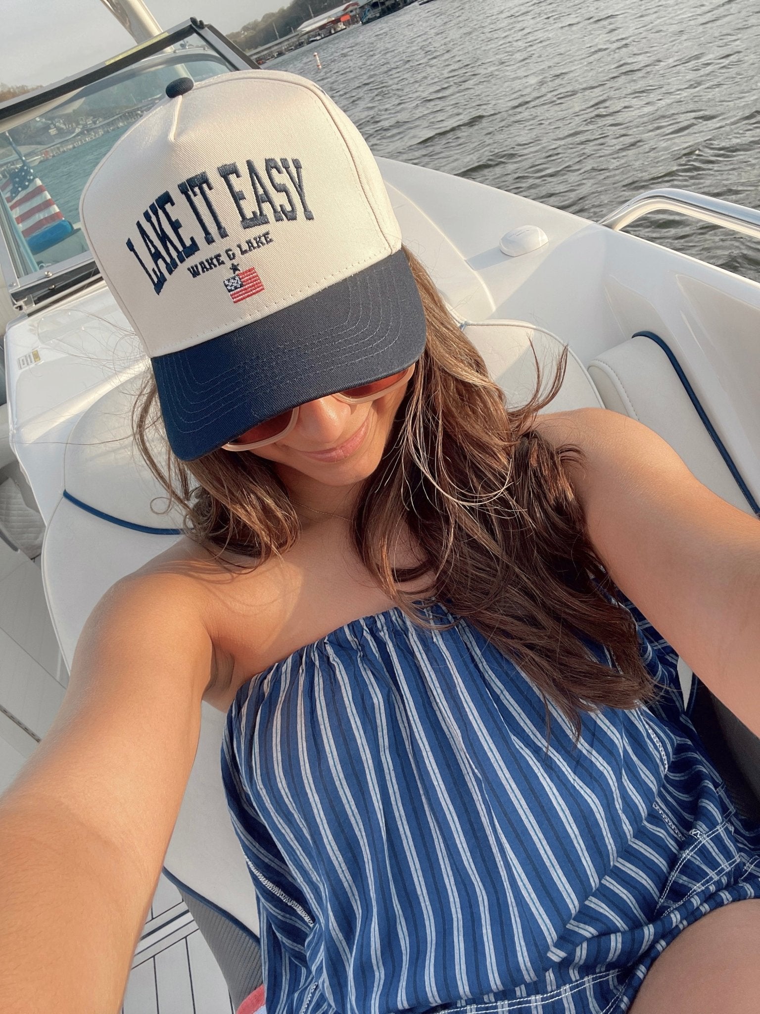 KenzKustomz Lake it Easy - Navy Vintage Trucker Hat