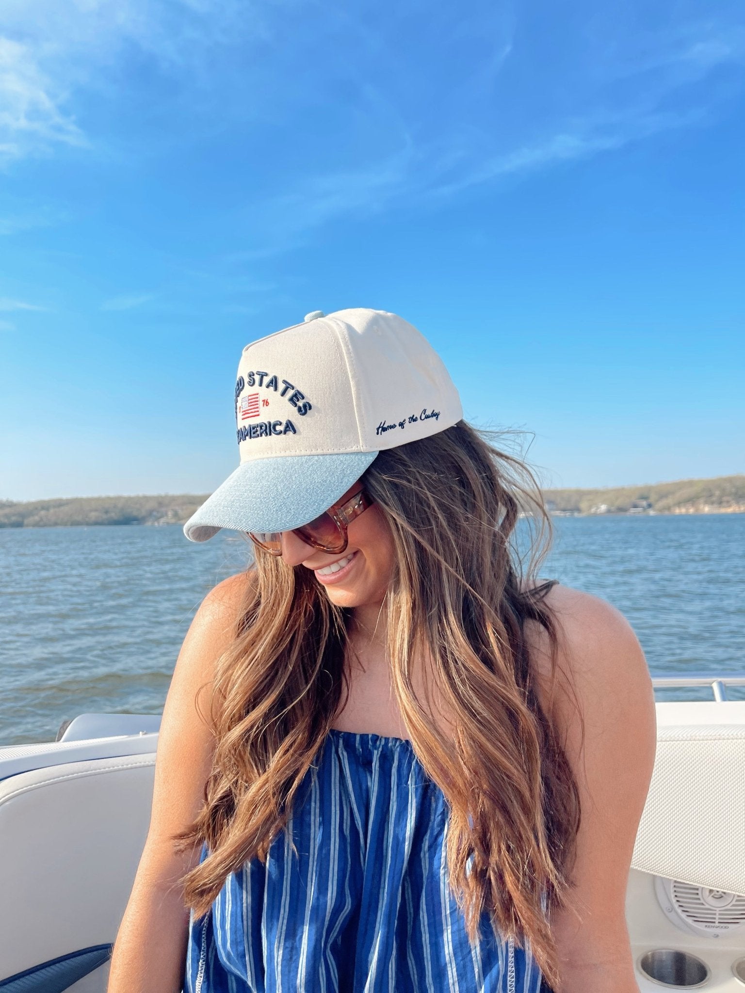 KenzKustomz United States of America - Denim Blue Vintage Trucker Hat