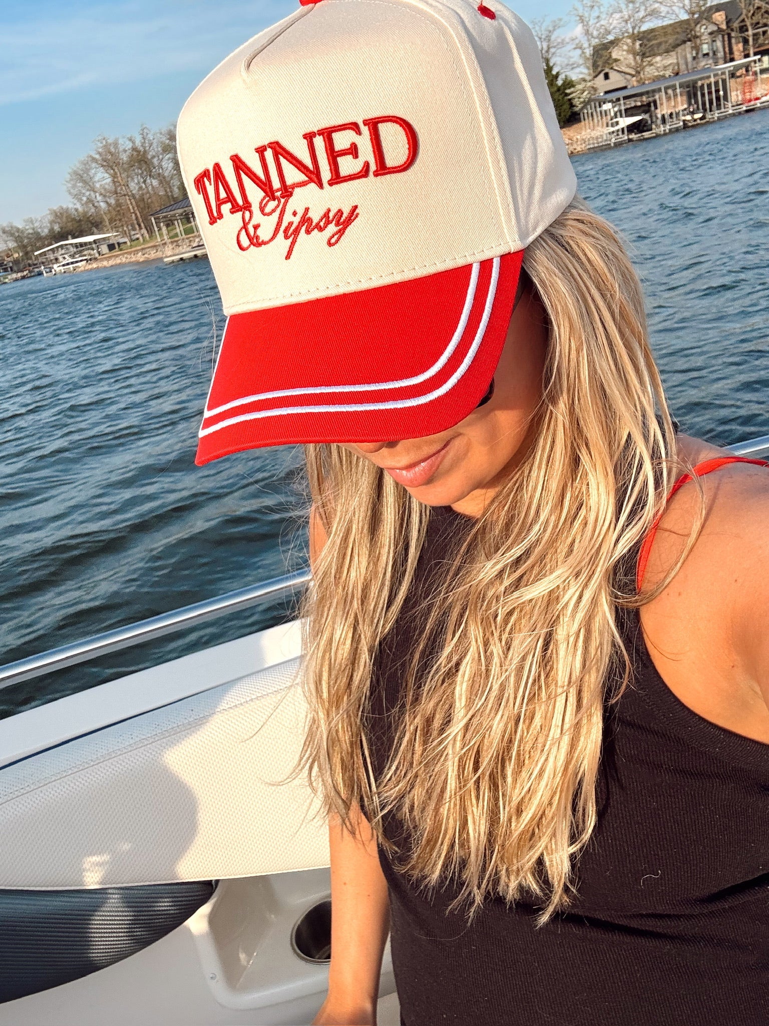 KenzKustomz Tanned & Tipsy - Red Vintage Trucker Hat
