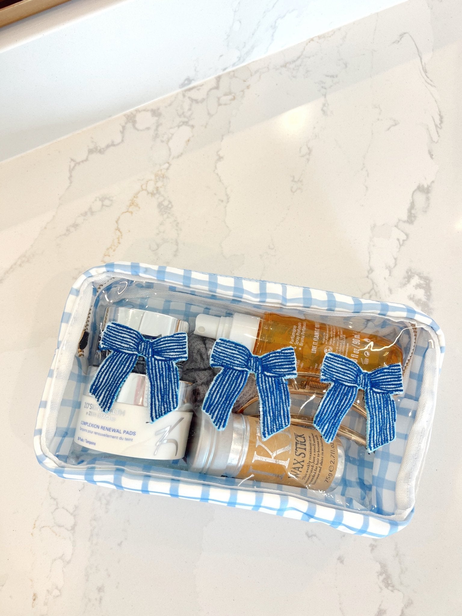 KenzKustomz 3 Bows - Blue Trellis Bag