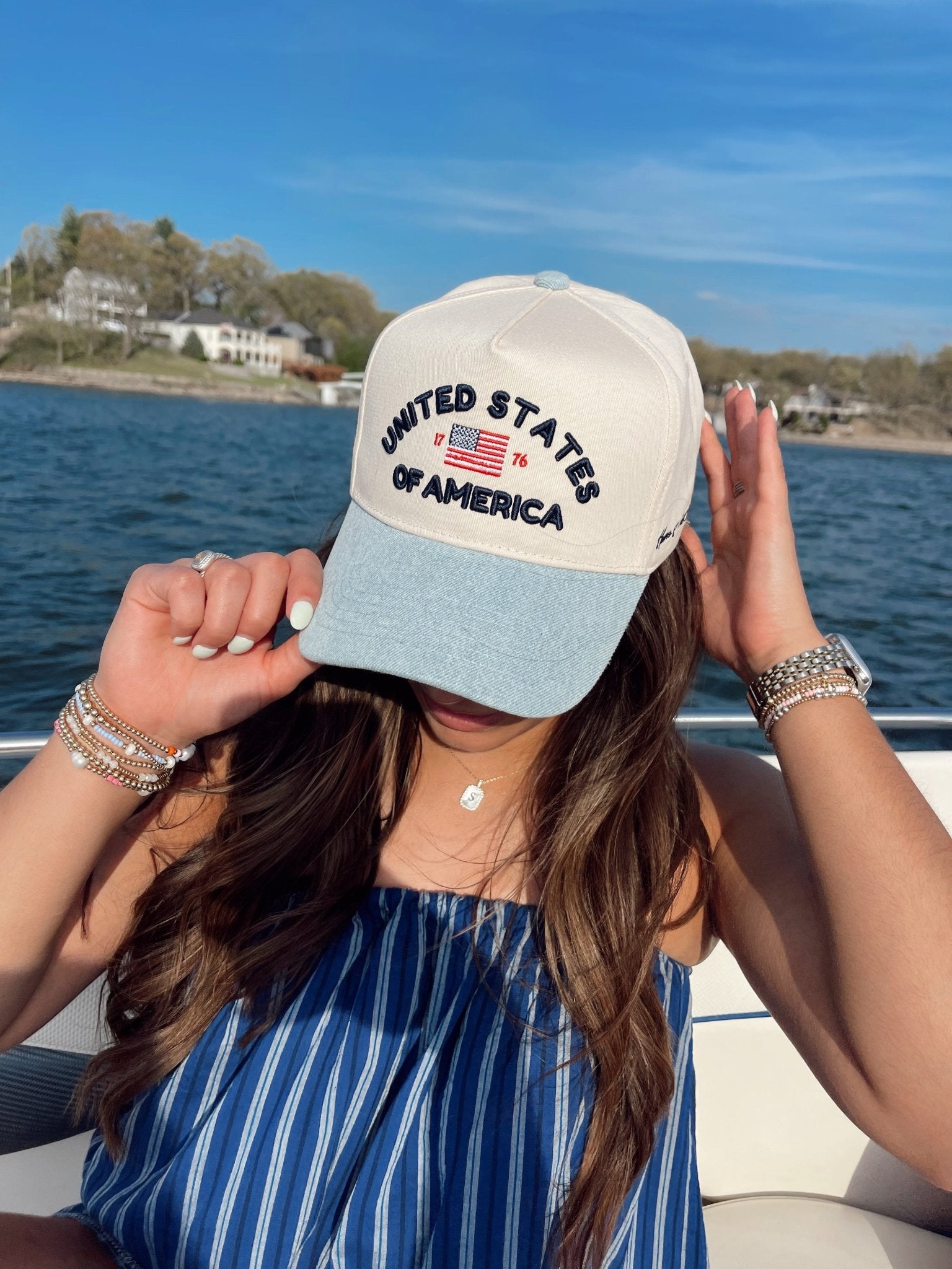 KenzKustomz United States of America - Denim Blue Vintage Trucker Hat