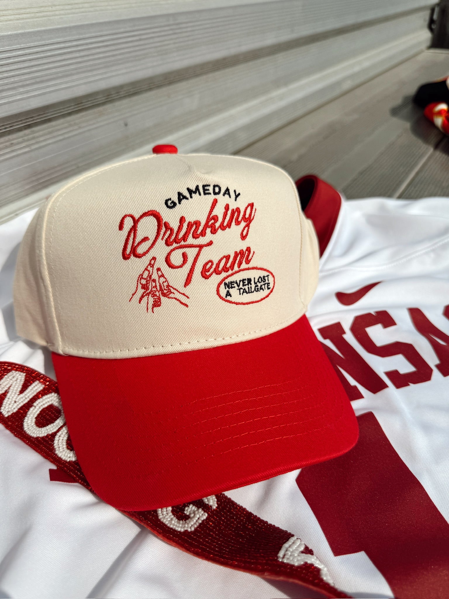 KenzKustomz Gameday Drinking Team - Red Vintage Trucker Hat