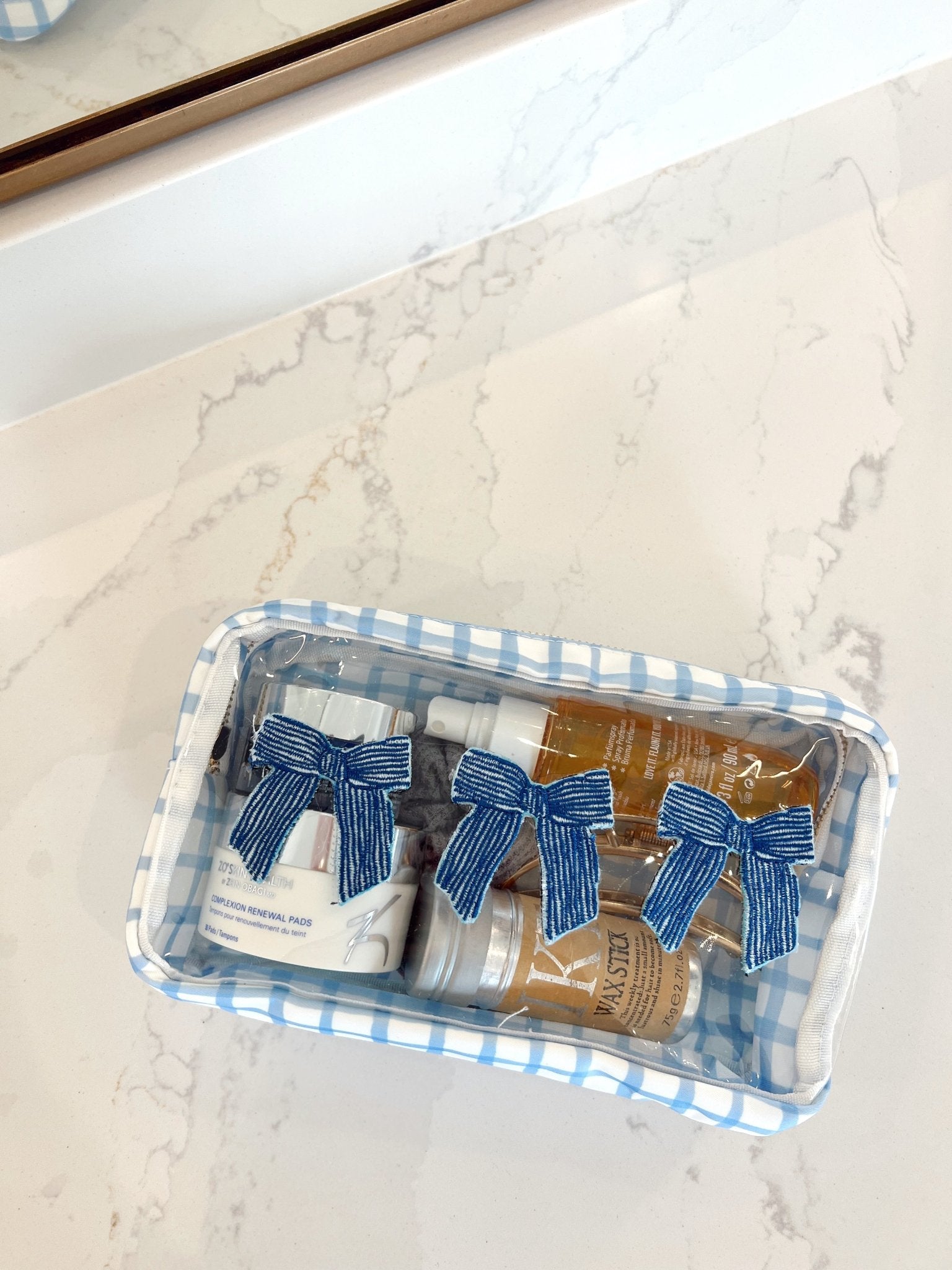 KenzKustomz 3 Bows - Blue Trellis Bag