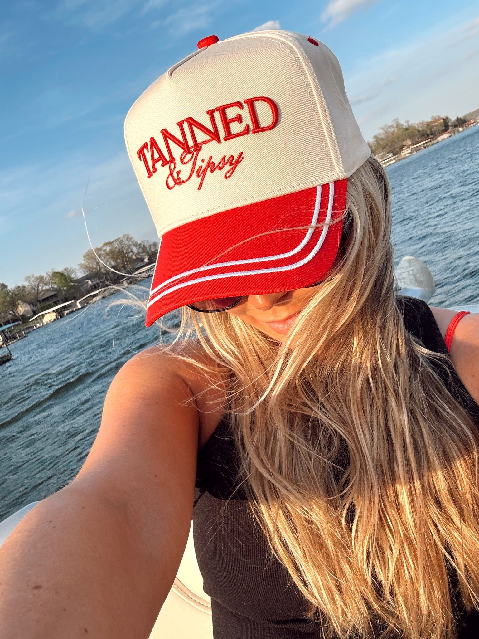 KenzKustomz Tanned & Tipsy - Red Vintage Trucker Hat