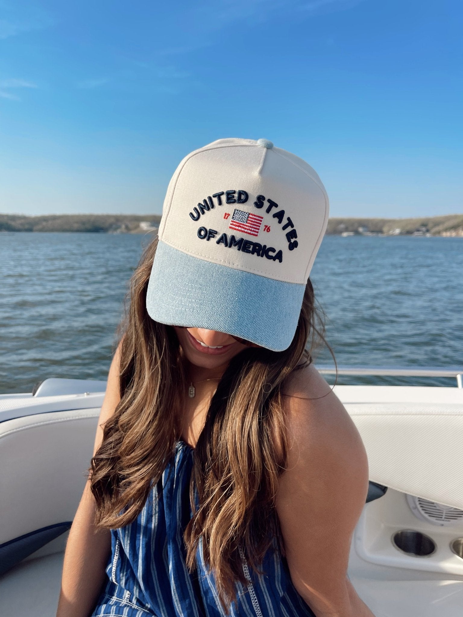 KenzKustomz United States of America - Denim Blue Vintage Trucker Hat