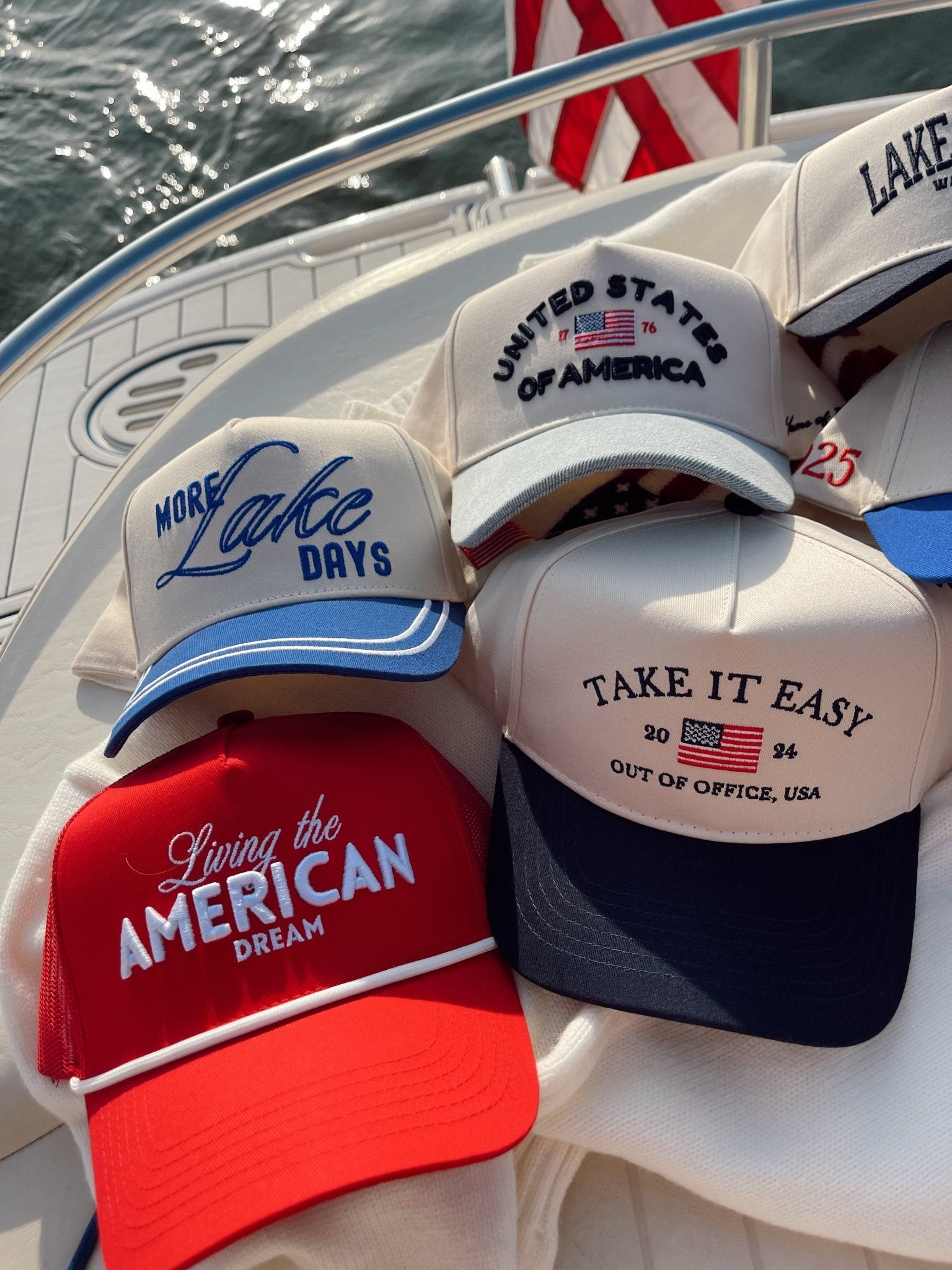 KenzKustomz Living the American Dream - Red and Navy Vintage Trucker Hat