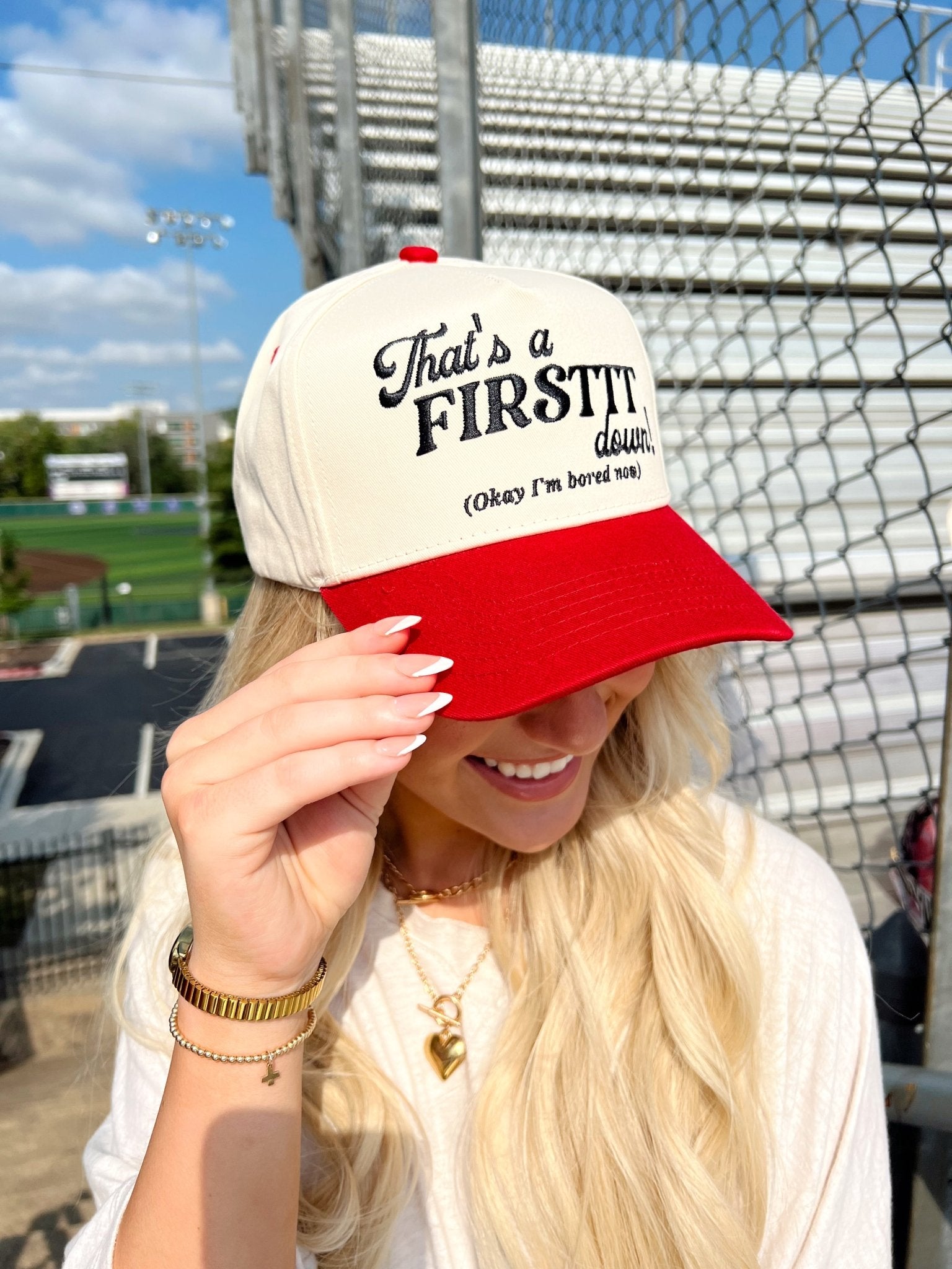 KenzKustomz That's a Firstttt Down Vintage Trucker Hat - Red