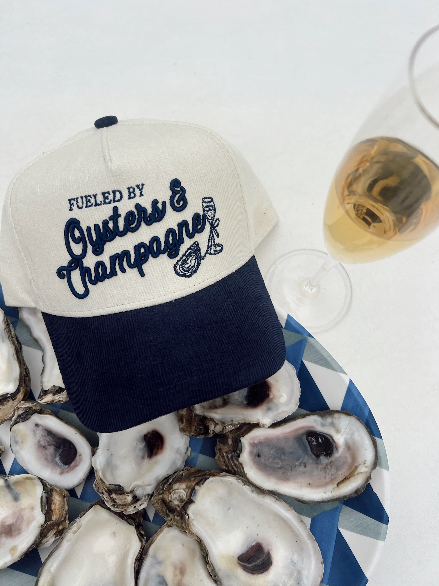 KenzKustomz Oysters & Champagne - Navy Corduroy Trucker Hat