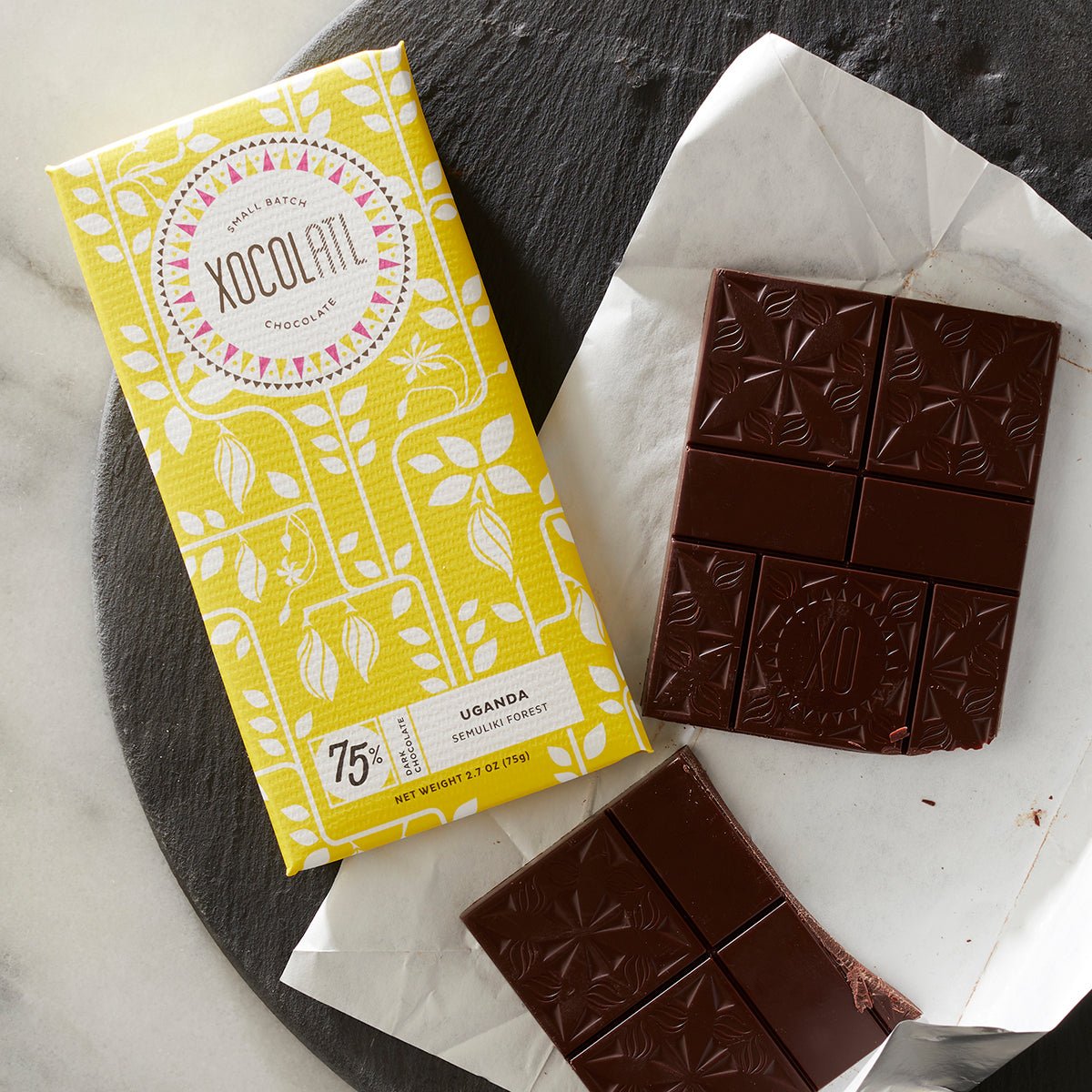 Xocolatl Small Batch Chocolate Semuliki Forest, Uganda 75% Dark Chocolate