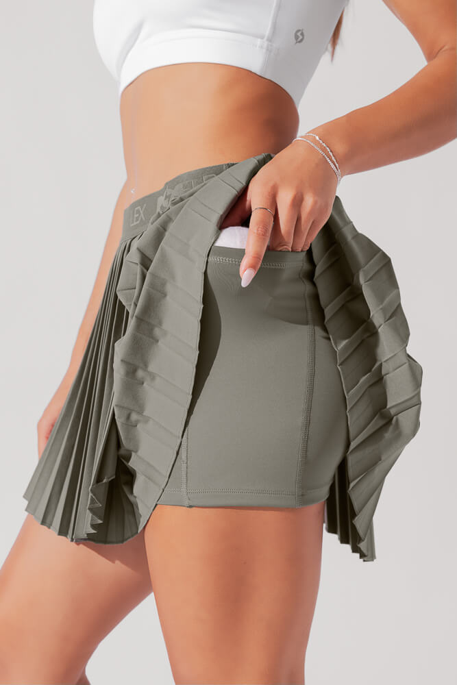 POPFLEX® Ace ‘em Pleated Skort - Rustic Olive