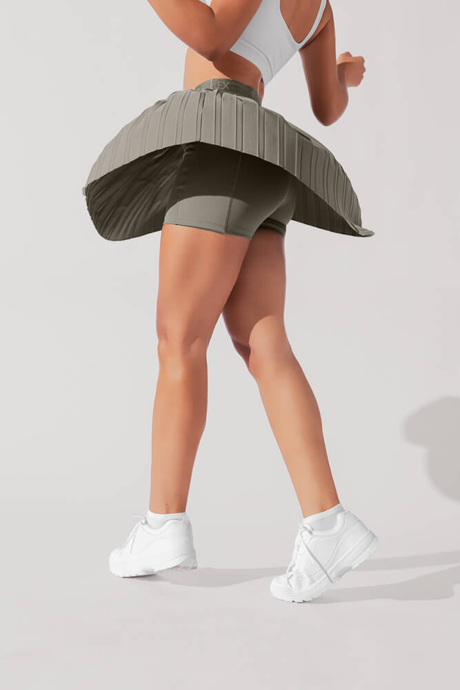 POPFLEX® Ace ‘em Pleated Skort - Rustic Olive
