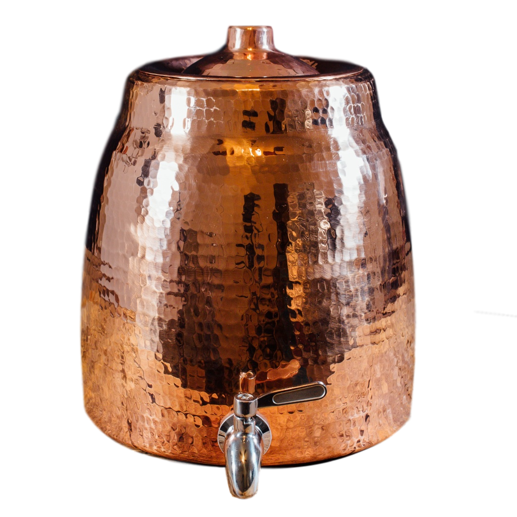 Sertodo Niagara hand-hammered copper water dispenser, close-up