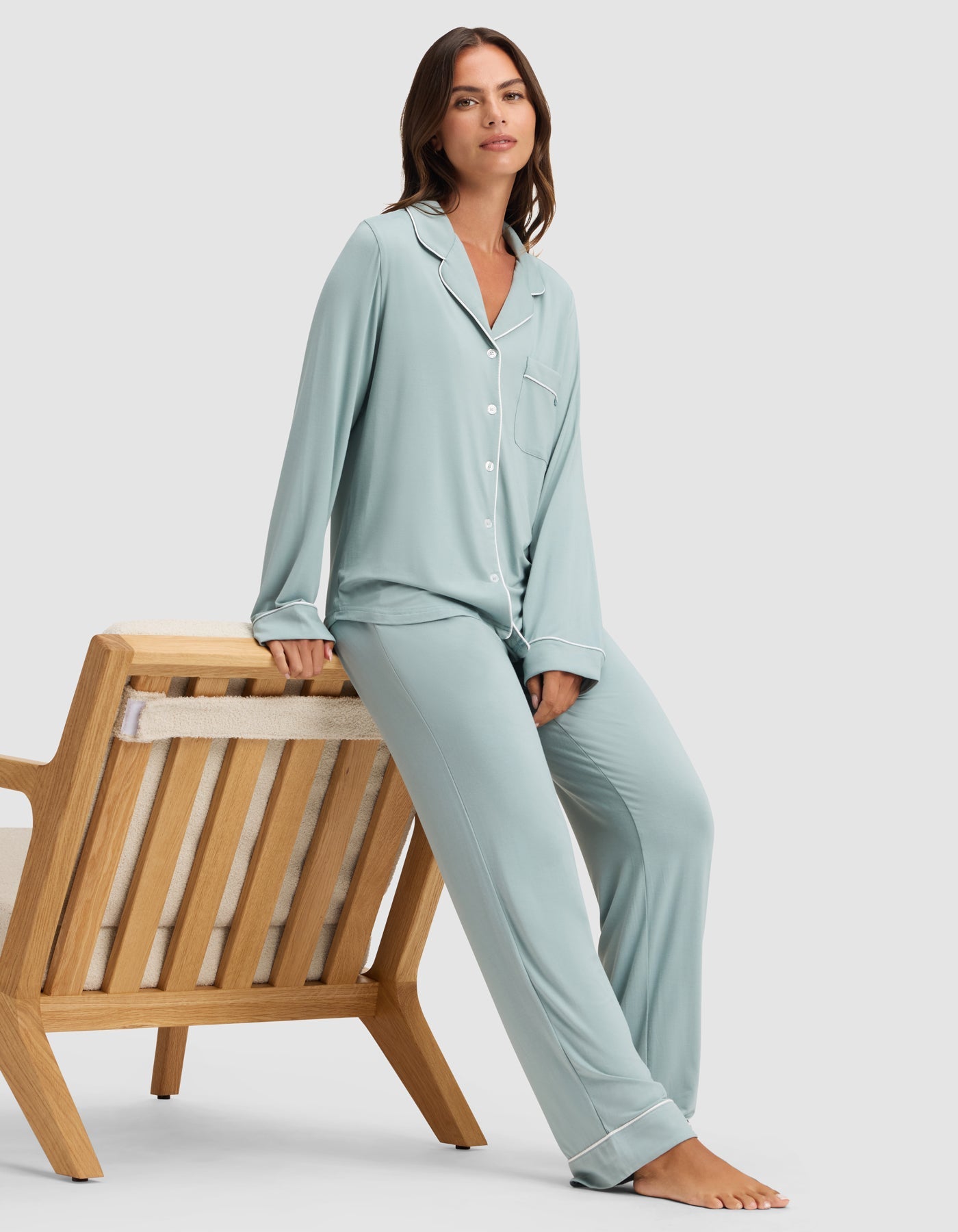 Cozy Earth Women's Bamboo Stretch - Knit Long Sleeve Pajama Set