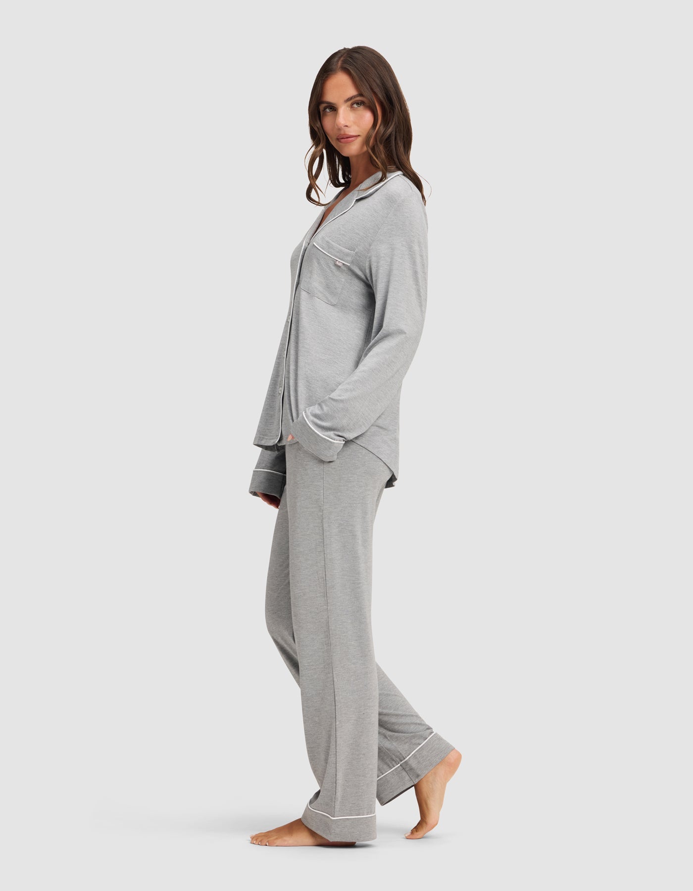 Cozy Earth Women's Bamboo Stretch - Knit Long Sleeve Pajama Set