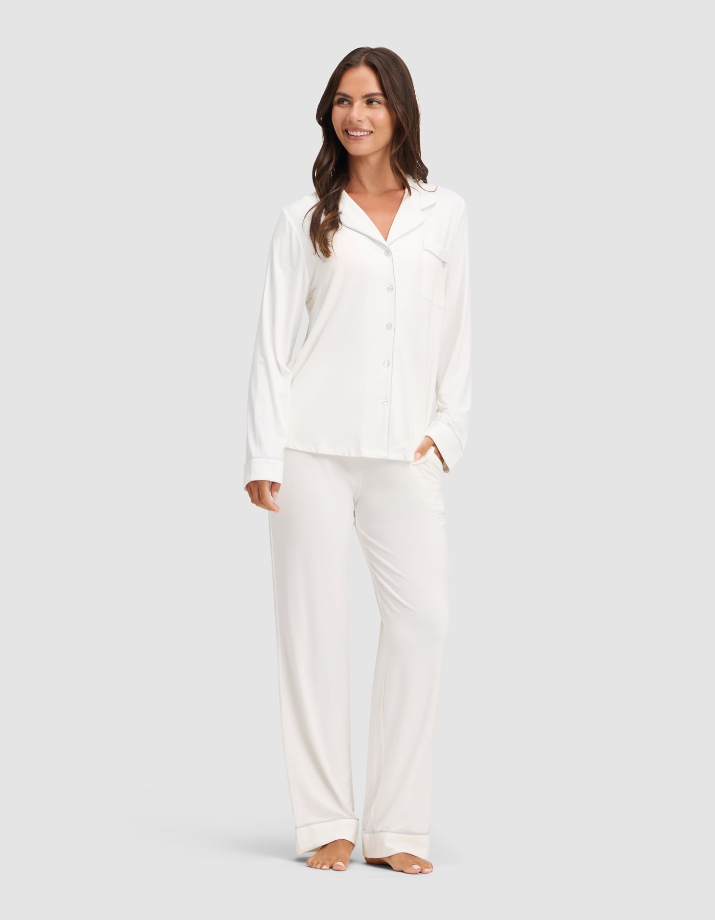 Cozy Earth Women's Bamboo Stretch - Knit Long Sleeve Pajama Set