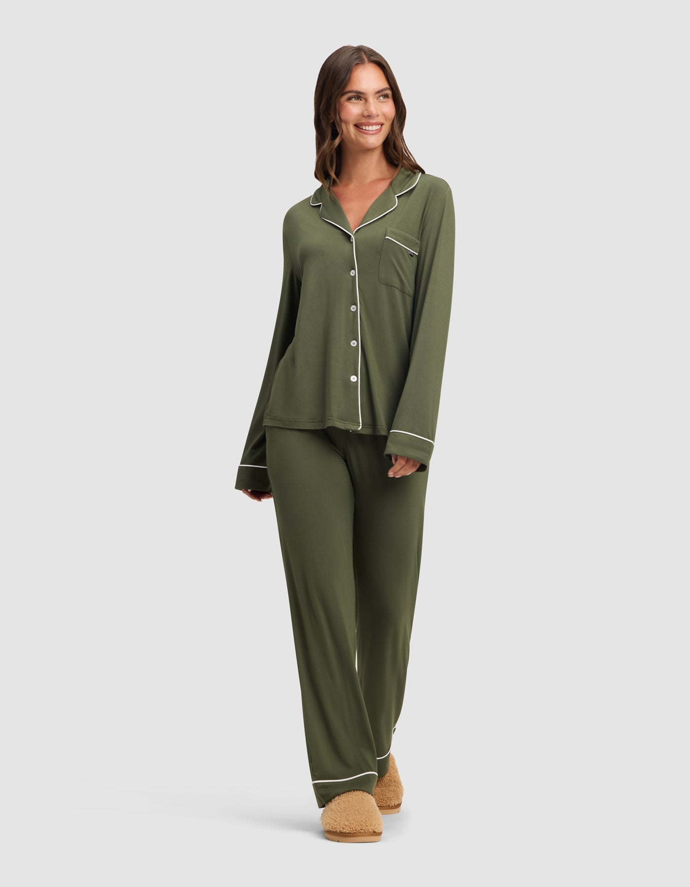 Cozy Earth Women's Bamboo Stretch - Knit Long Sleeve Pajama Set