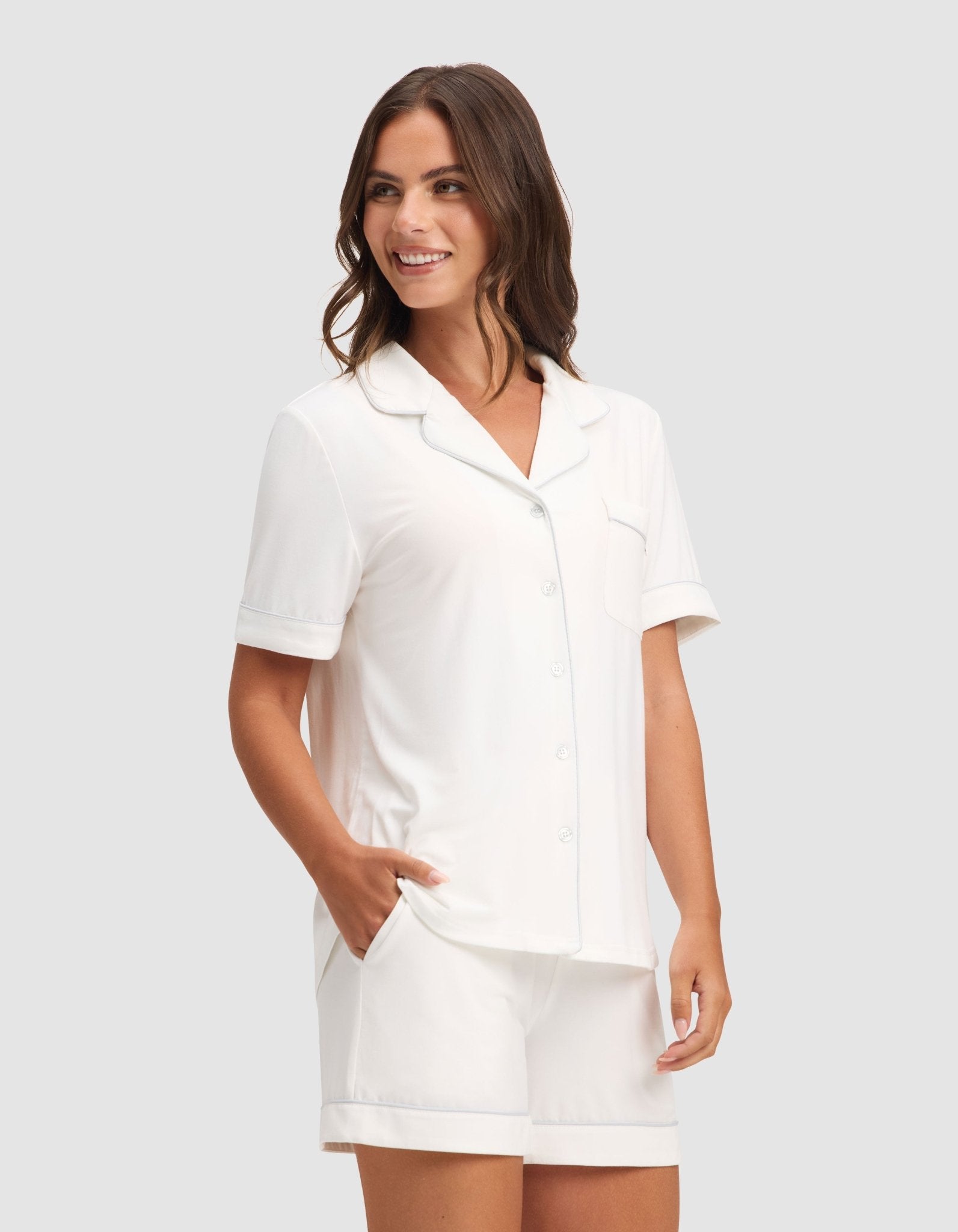Cozy Earth Women's Bamboo Stretch - Knit Short Sleeve Pajama Set