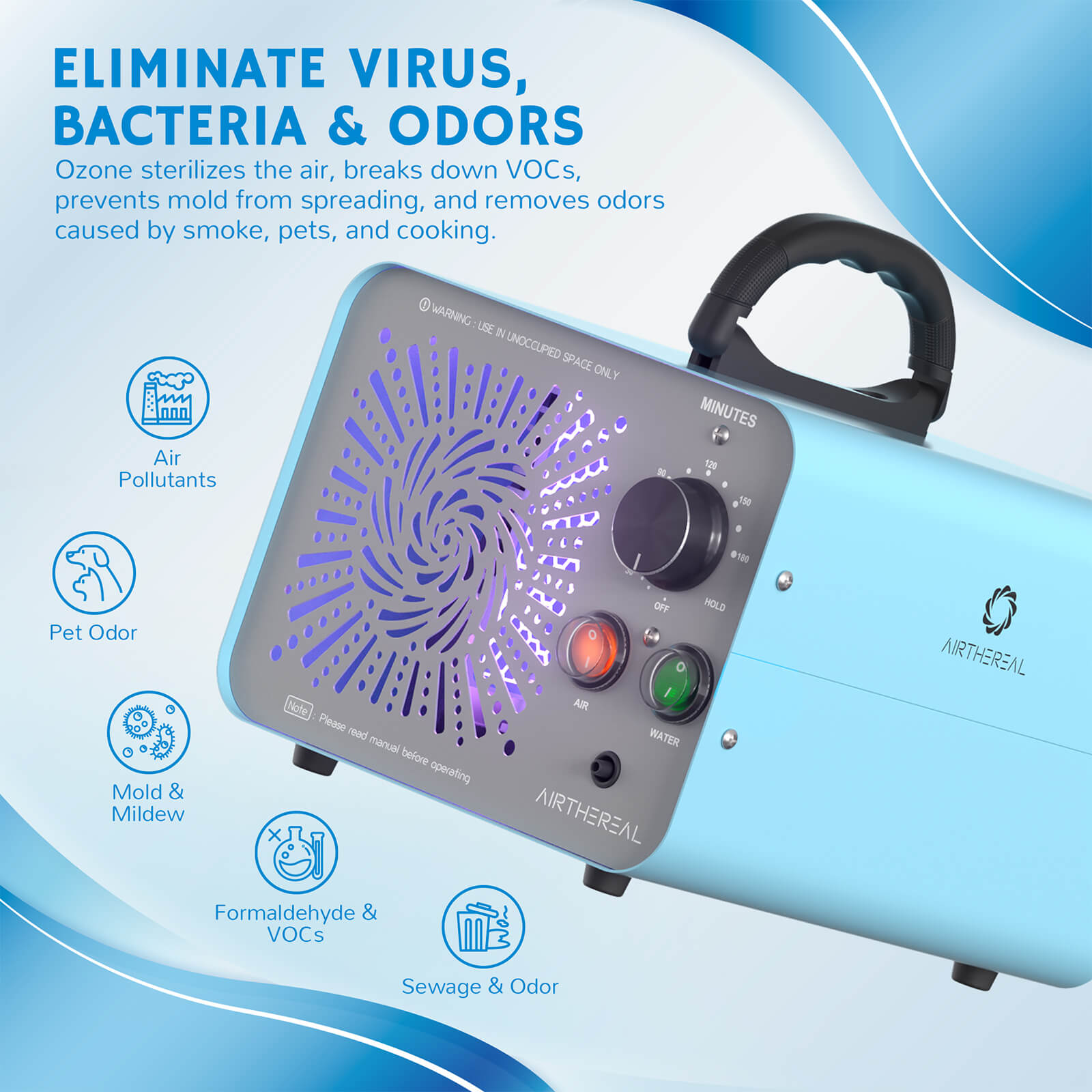 Airthereal MA25L Dual - Mode Ozone Generator for Air & Water