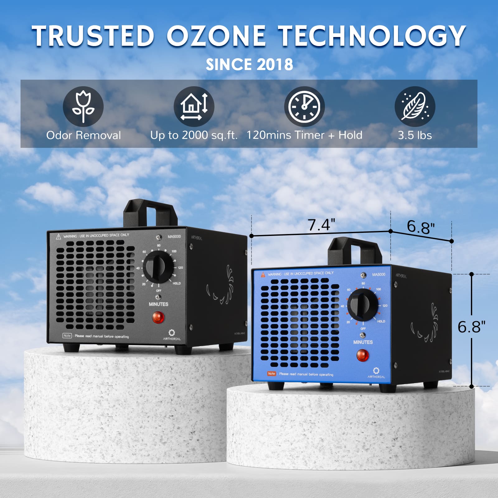 Airthereal MA5000 Ozone Generator, Replaceable Ozone Plate Option
