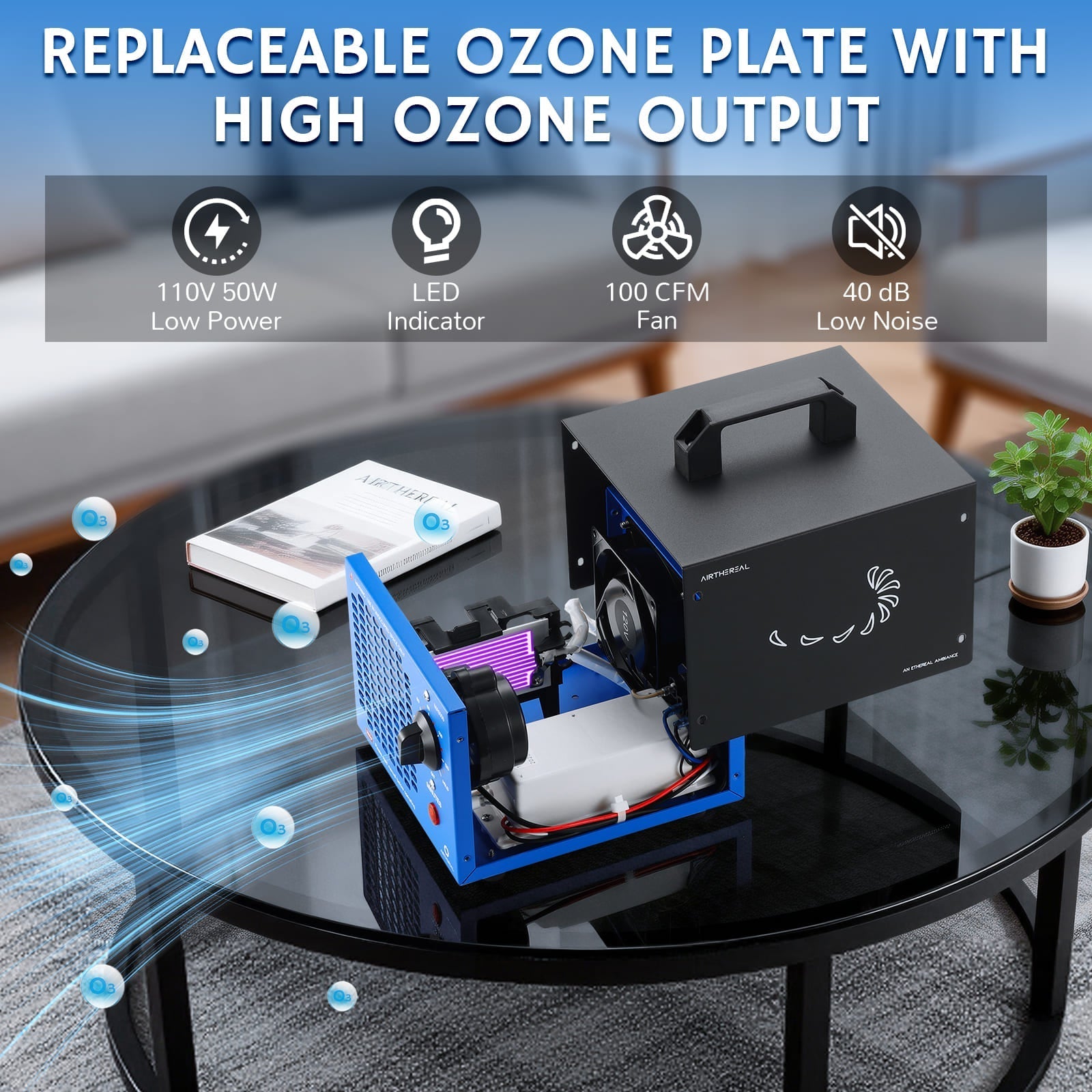 Airthereal MA5000 Ozone Generator, Replaceable Ozone Plate Option