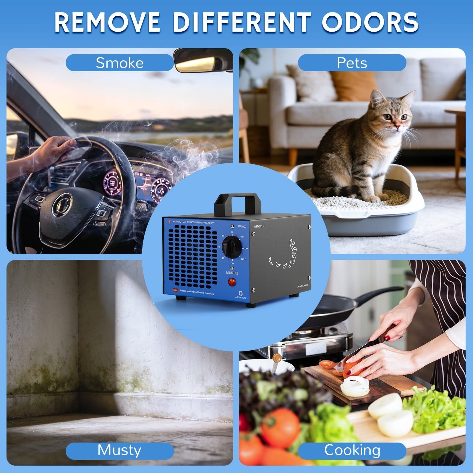 Airthereal MA5000 Ozone Generator, Replaceable Ozone Plate Option