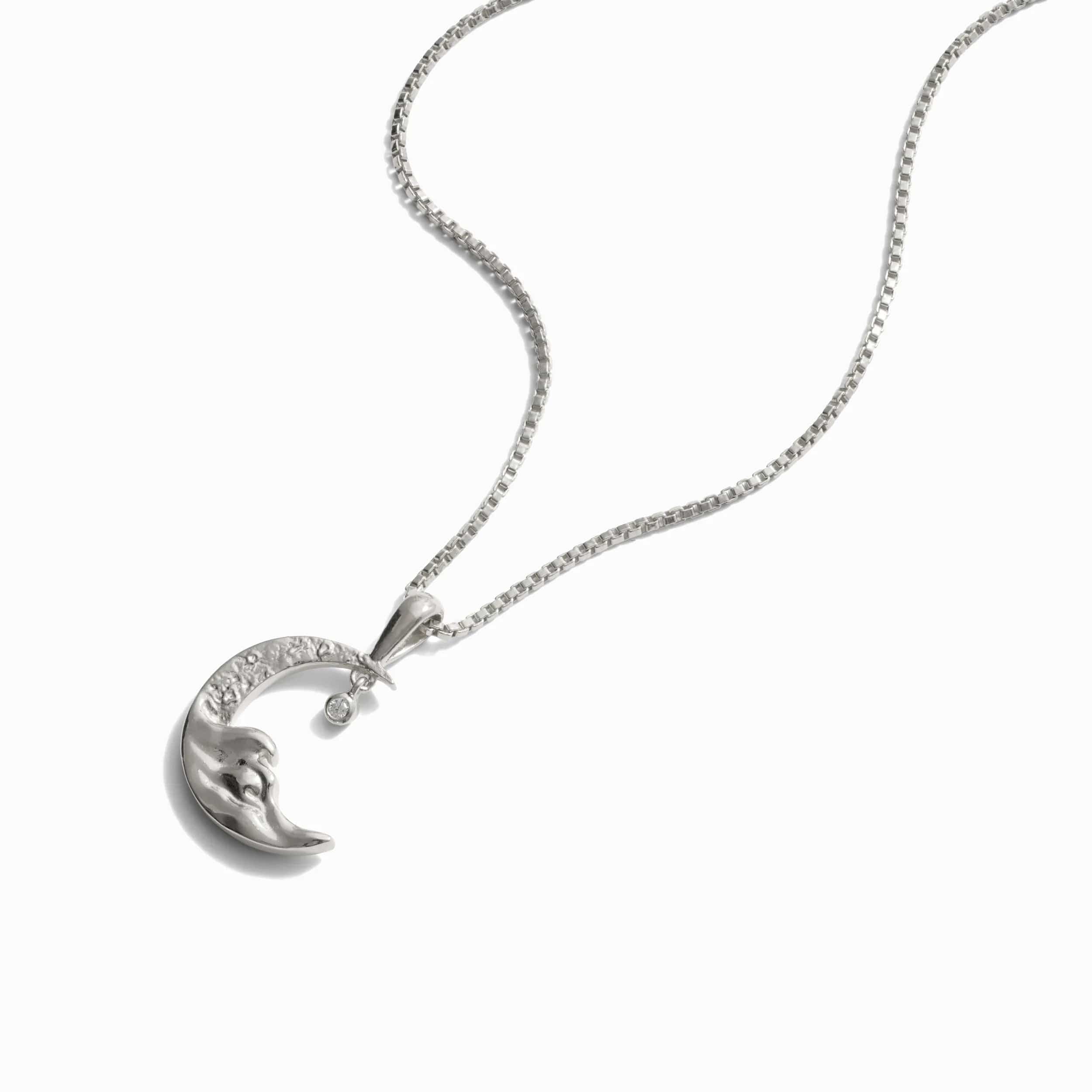 Awe Inspired Diamond Moon Wave Necklace