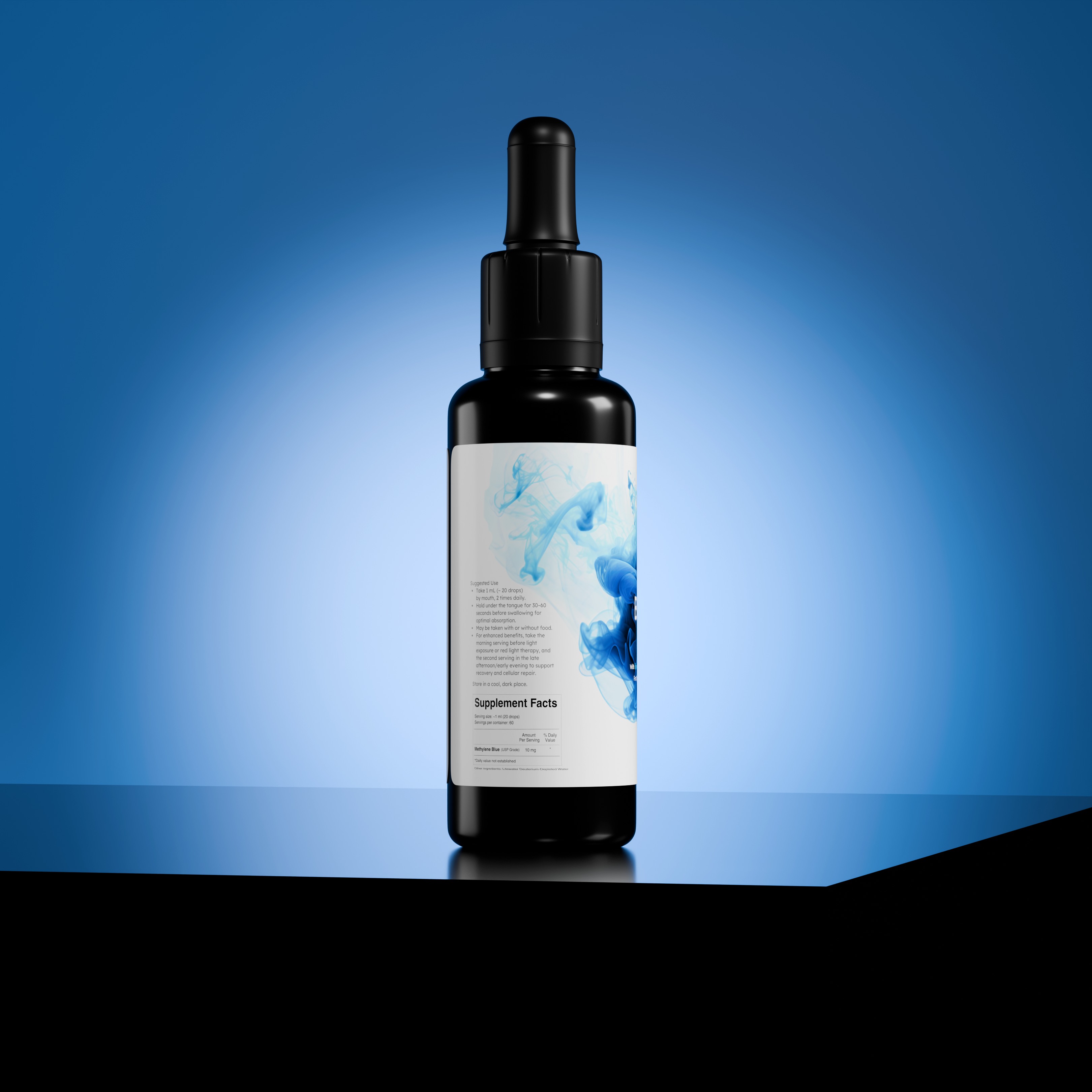 BioBlue Lite: Methylene Blue Supplement w/ Litewater (Deuterium-Depleted Water) - Support Brain Health & Mitochondrial Function | Red Light Therapy Synergist | 1% Solution, USP Grade