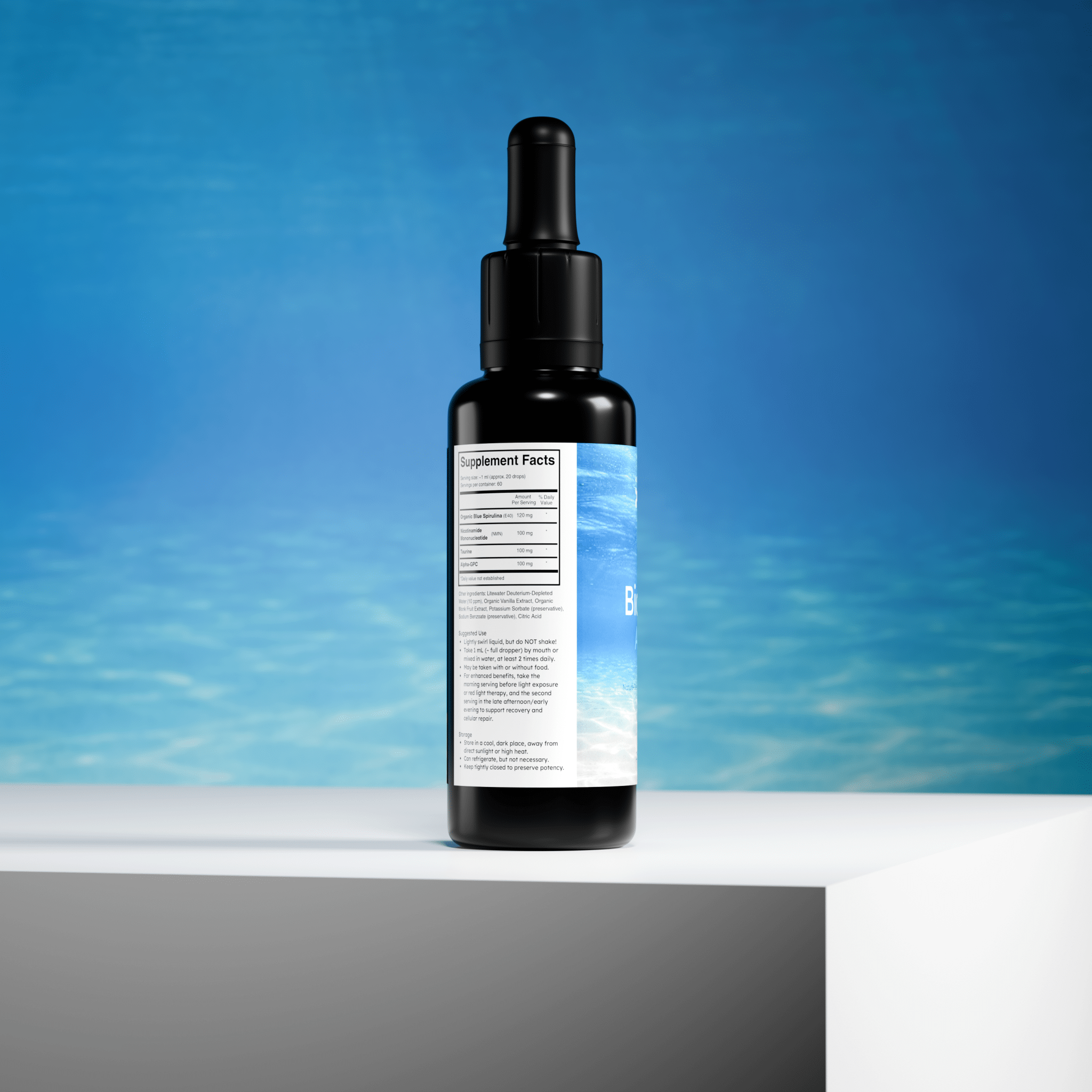 BioLight BioBlue Aqua | Nature - Derived Mitochondrial + Energy Support | Organic Blue Spirulina