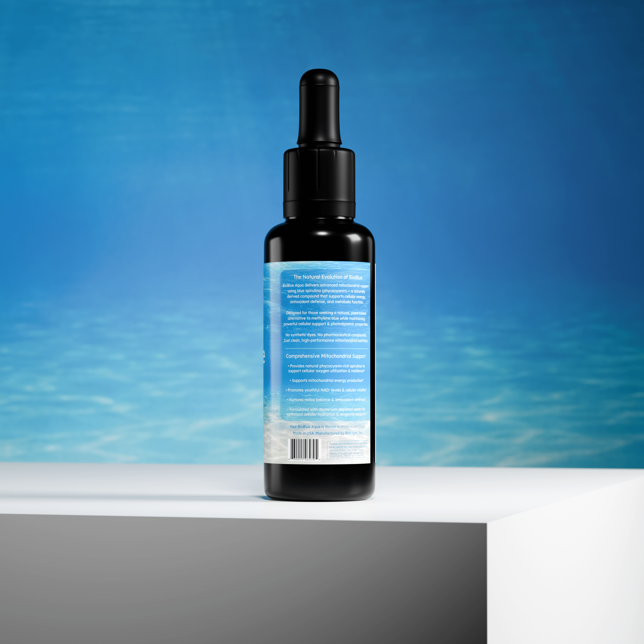 BioLight BioBlue Aqua | Nature - Derived Mitochondrial + Energy Support | Organic Blue Spirulina
