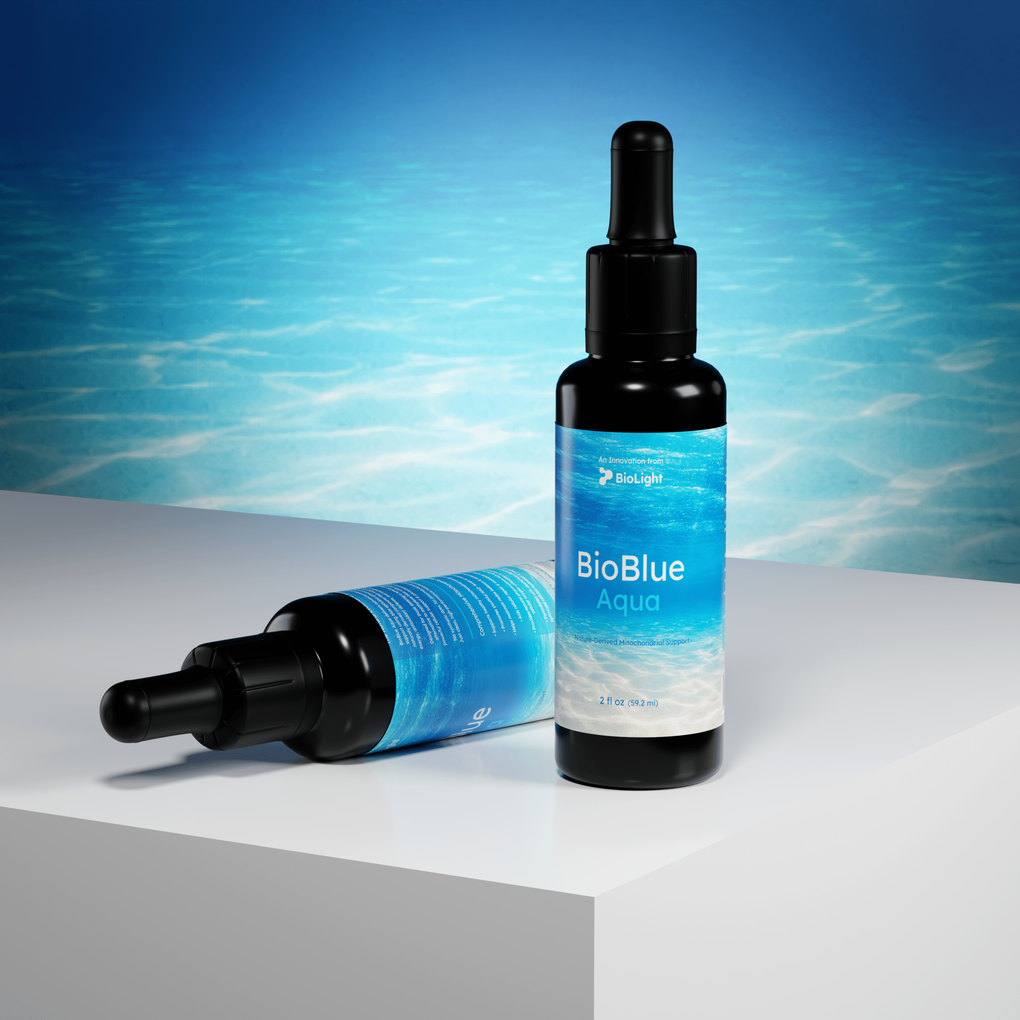 BioLight BioBlue Aqua | Nature - Derived Mitochondrial + Energy Support | Organic Blue Spirulina