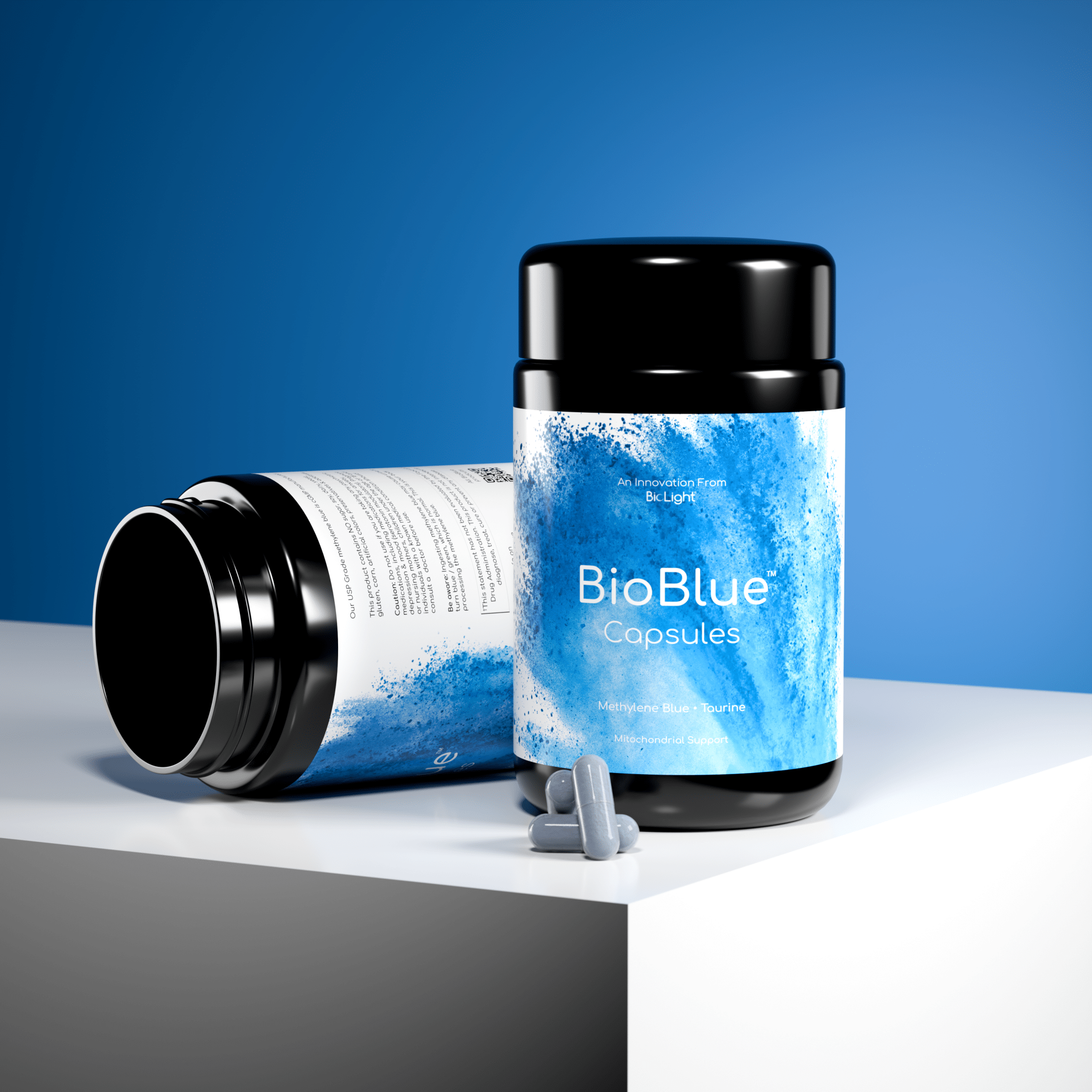 BioLight BioBlue Capsules - Methylene Blue & Taurine Supplement for Brain Health & Mitochondrial Support