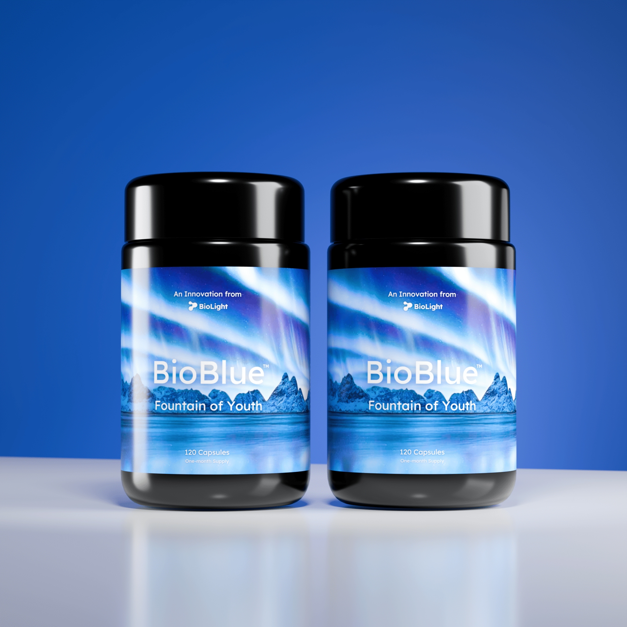 BioLight BioBlue Fountain of Youth Supplement | Mitochondrial Support with Methylene Blue & Mushrooms | Red Light Therapy Enhancer