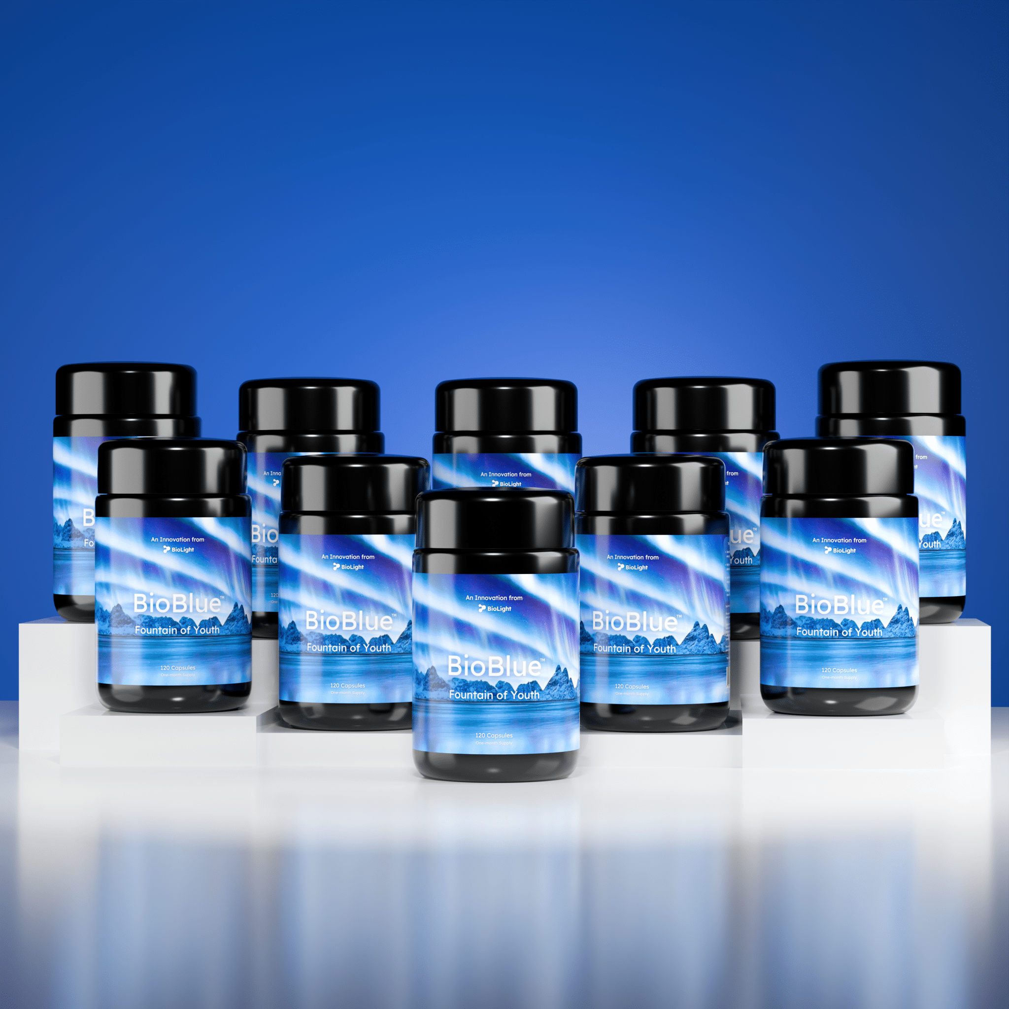 BioLight BioBlue Fountain of Youth Supplement | Mitochondrial Support with Methylene Blue & Mushrooms | Red Light Therapy Enhancer