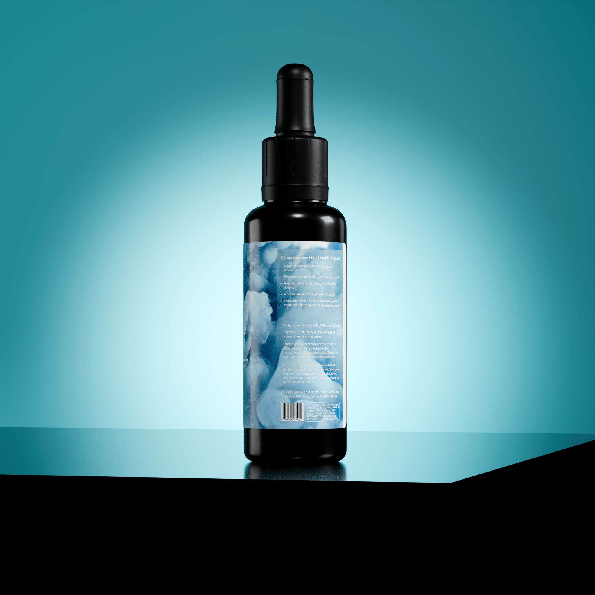 BioLight BioBlue Leuco: Rapidly - Absorbed Leucomethylene Blue w/ Litewater Deuterium - Depleted Water | Enhanced Brain & Mitochondrial Support | 1% Solution, USP Grade