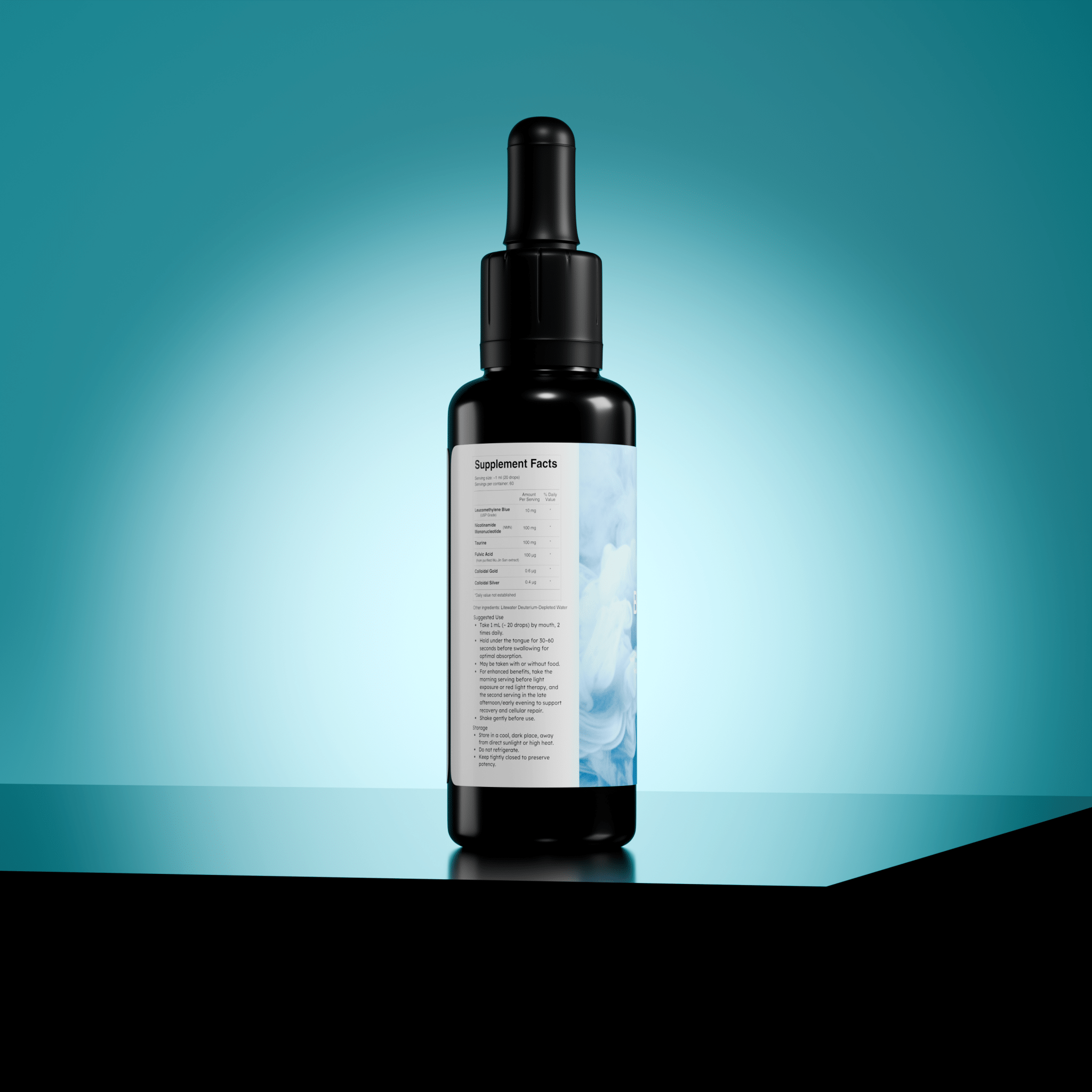 BioLight BioBlue Leuco: Rapidly - Absorbed Leucomethylene Blue w/ Litewater Deuterium - Depleted Water | Enhanced Brain & Mitochondrial Support | 1% Solution, USP Grade