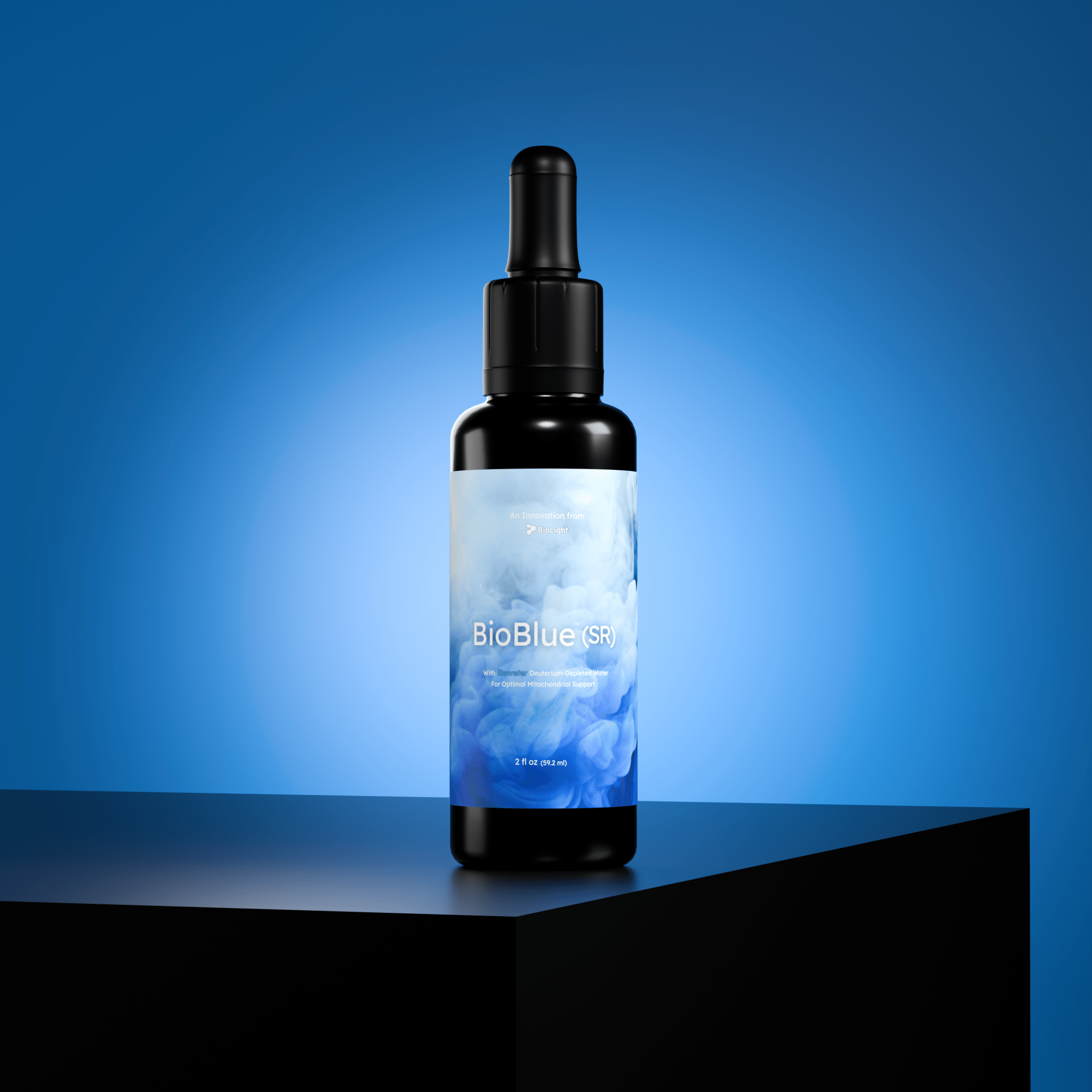 BioLight BioBlue (SR): 50/50 Blend | Sustained Release Mitochondrial Support | Made w/ Litewater Deuterium - Depleted Water | 1% Solution, USP Grade