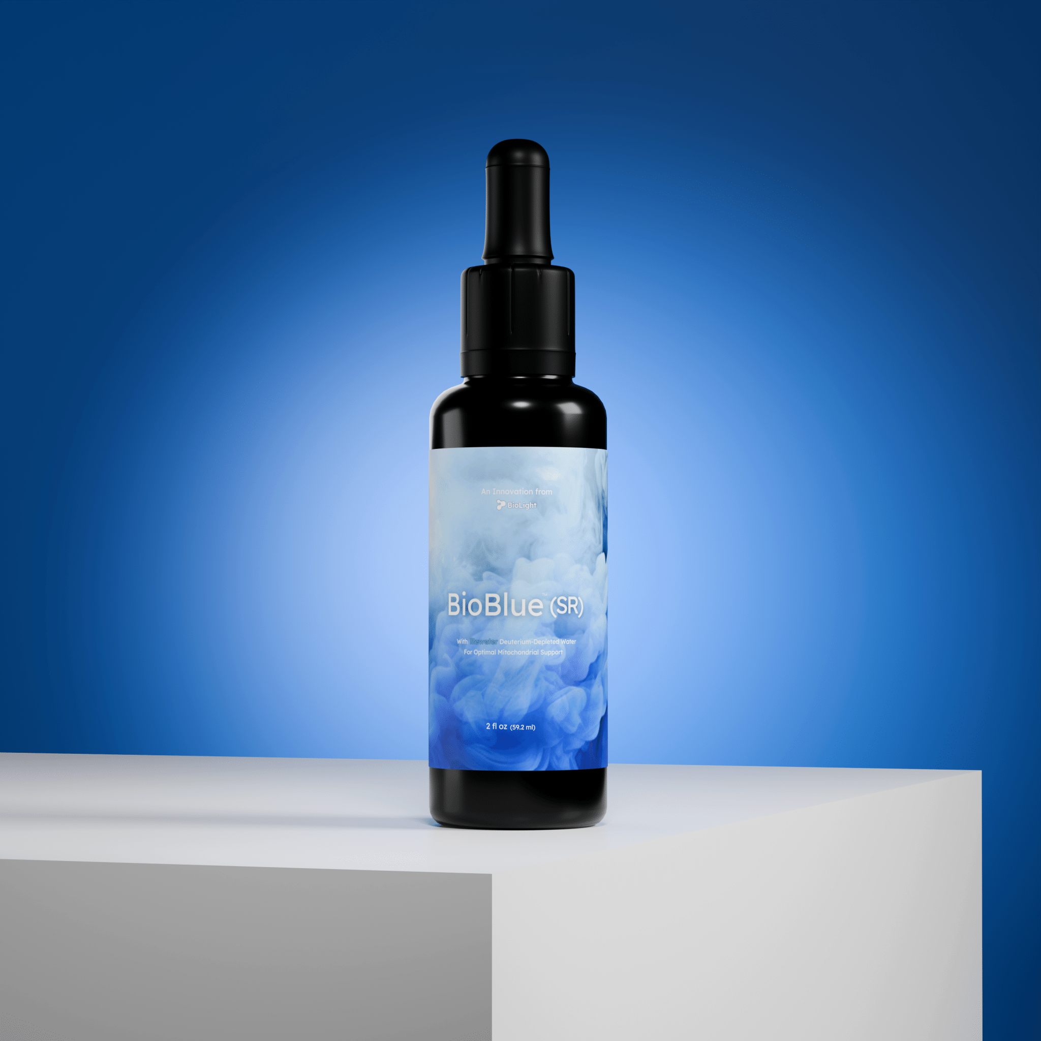 BioLight BioBlue (SR): 50/50 Blend | Sustained Release Mitochondrial Support | Made w/ Litewater Deuterium - Depleted Water | 1% Solution, USP Grade