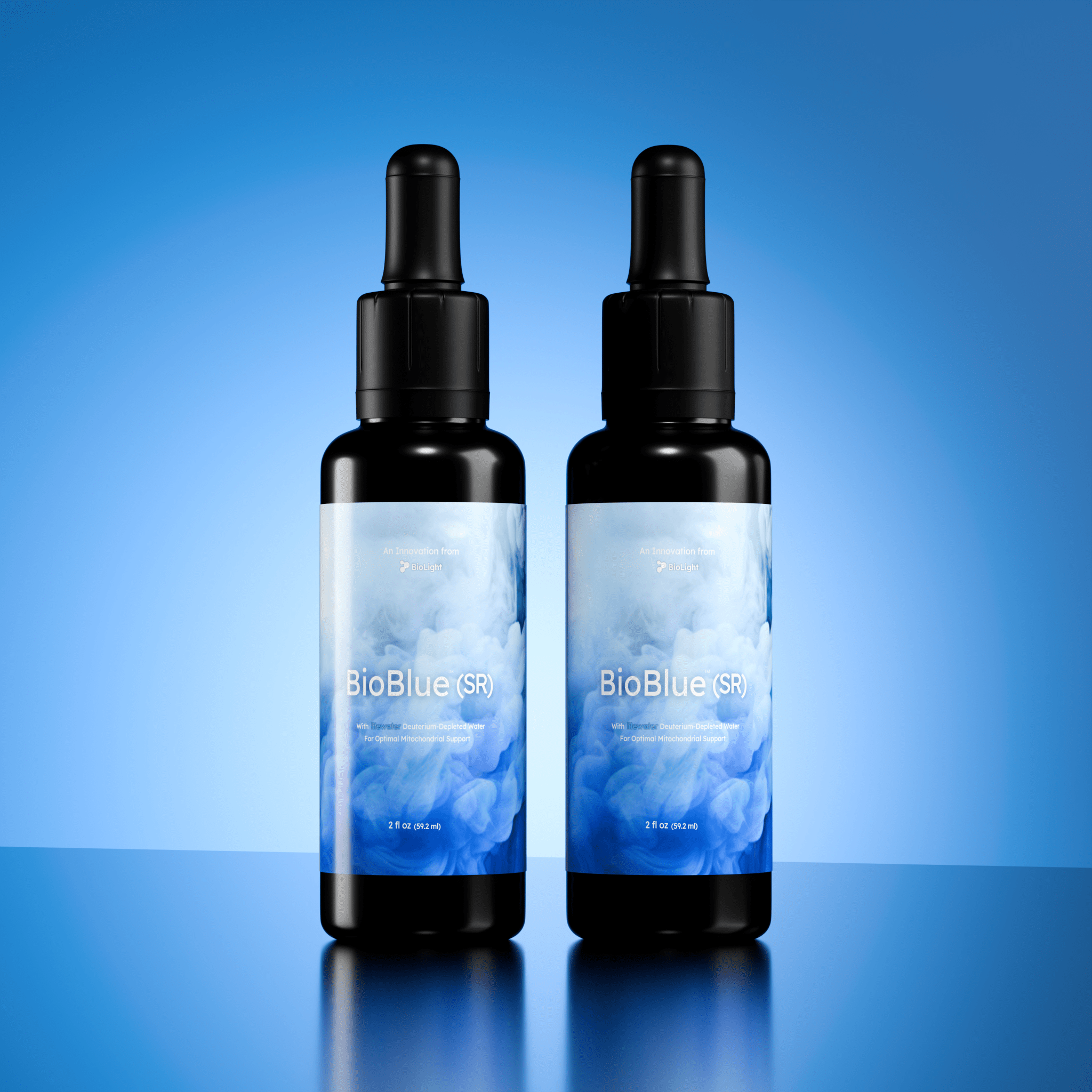 BioLight BioBlue (SR): 50/50 Blend | Sustained Release Mitochondrial Support | Made w/ Litewater Deuterium - Depleted Water | 1% Solution, USP Grade
