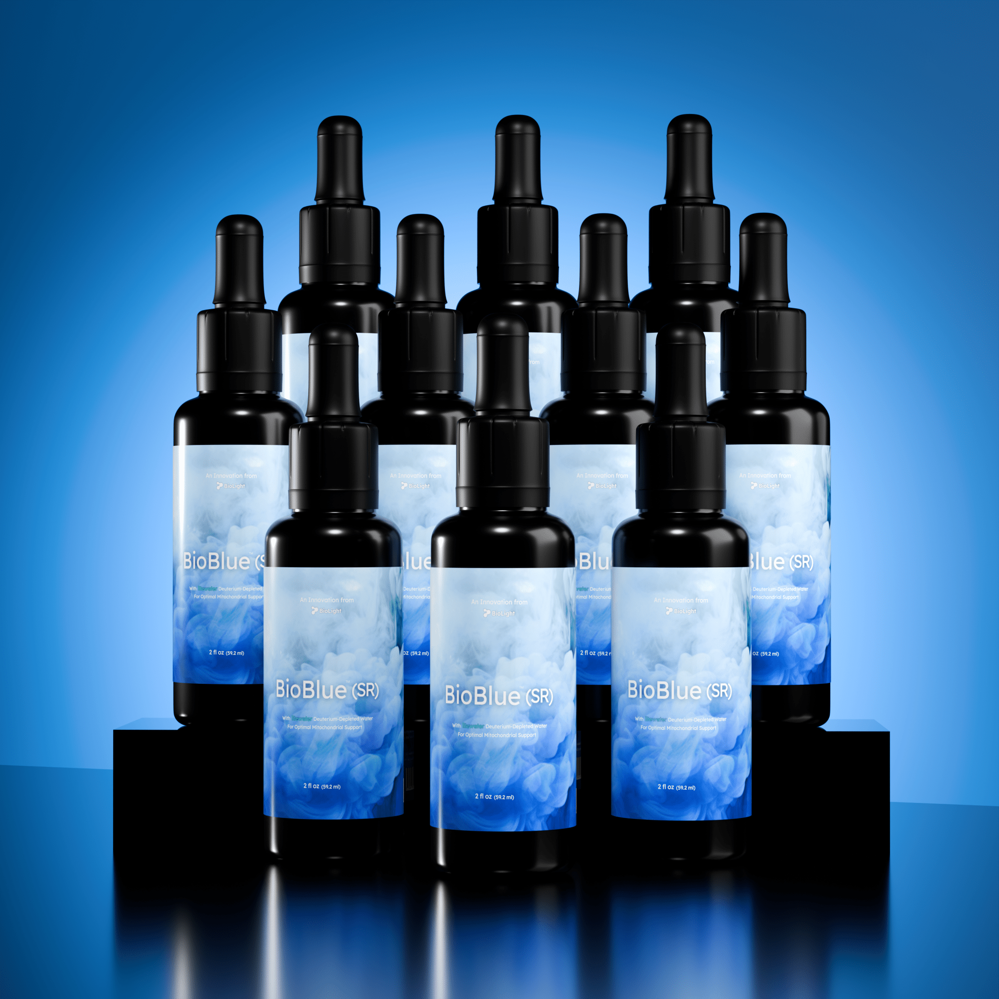 BioLight BioBlue (SR): 50/50 Blend | Sustained Release Mitochondrial Support | Made w/ Litewater Deuterium - Depleted Water | 1% Solution, USP Grade