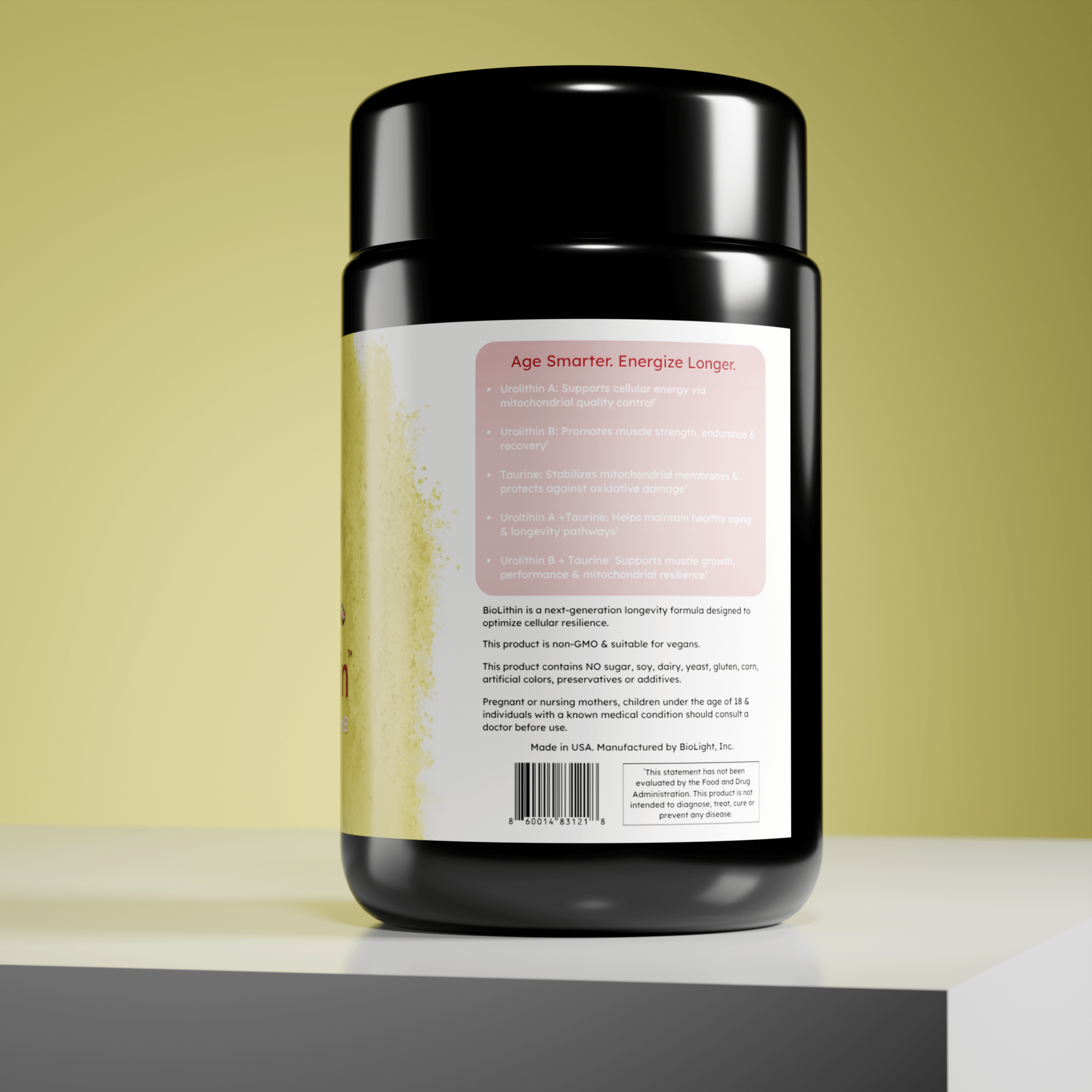 BioLight BioLithin: Urolithin A & B with Taurine for Optimal Mitochondrial Energy & Longevity Support