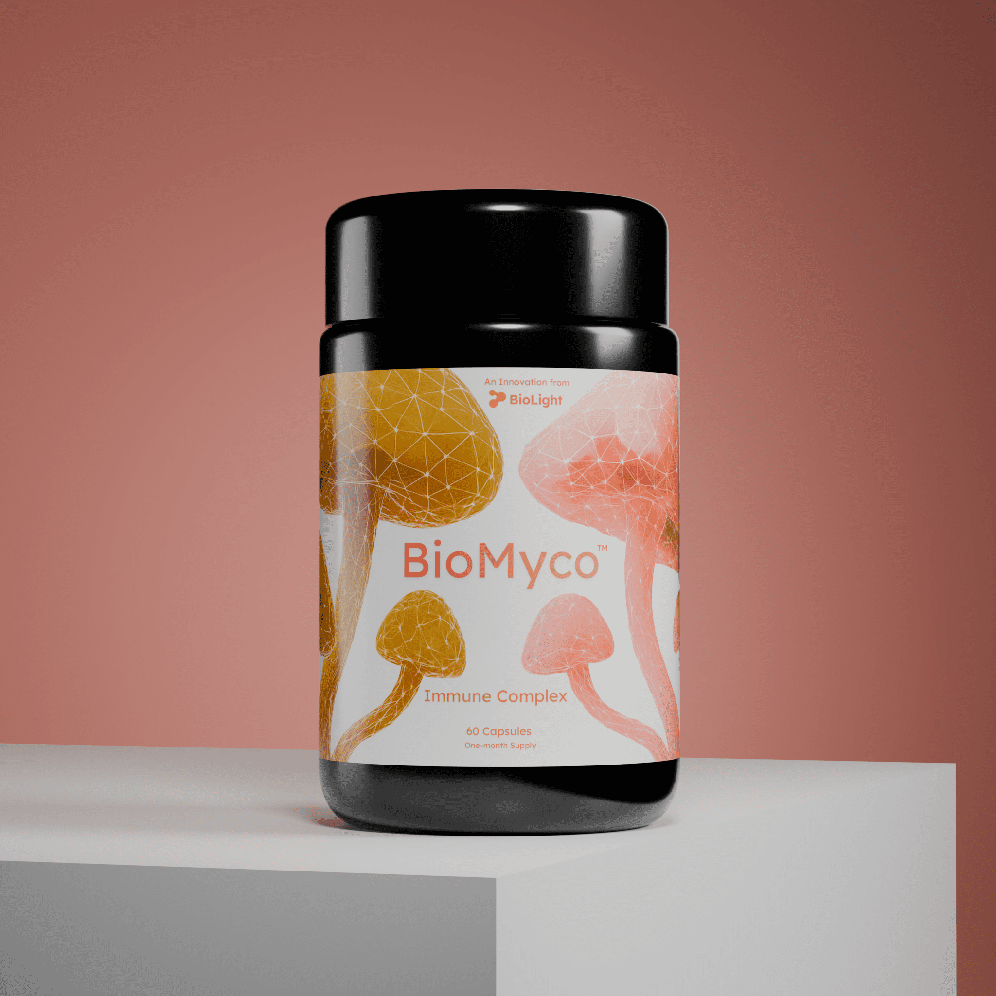 BioLight BioMyco Immune Complex | Organic Mushroom Blend for Immune Support | Chaga, Maitake, Reishi, Shiitake & Turkey Tail | 60 Capsules, 1 - Month Supply