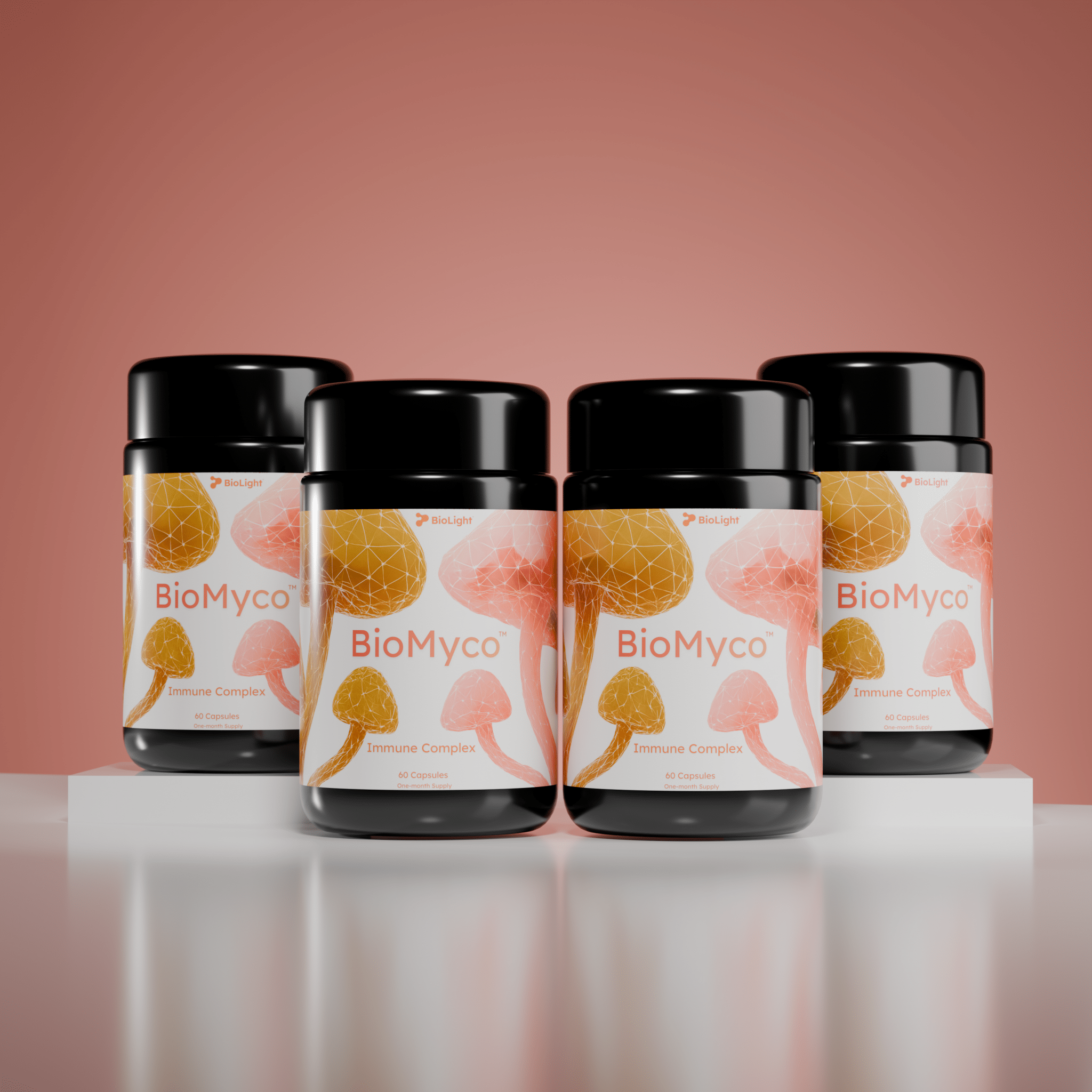 BioLight BioMyco Immune Complex | Organic Mushroom Blend for Immune Support | Chaga, Maitake, Reishi, Shiitake & Turkey Tail | 60 Capsules, 1 - Month Supply
