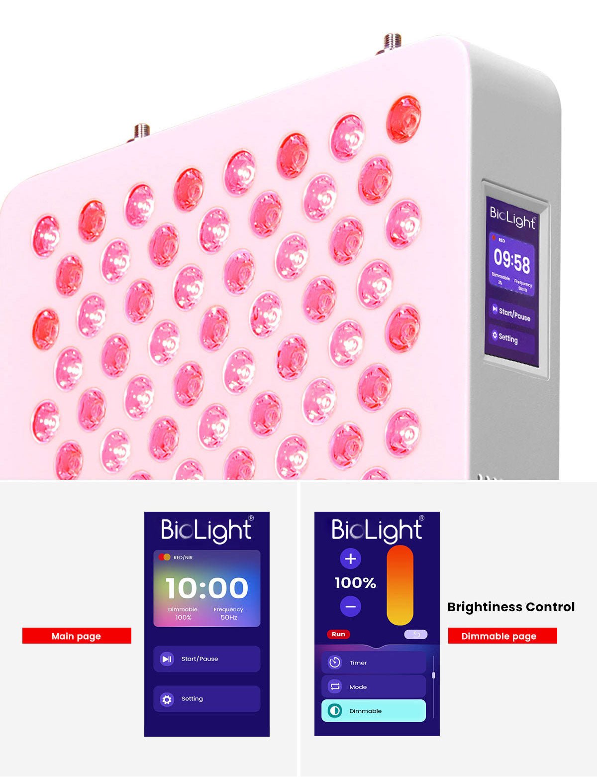 BioLight ReStore Full - Body Red Light Therapy Panel: Touch Screen, Adjustable Brightness & Pulsed Frequencies