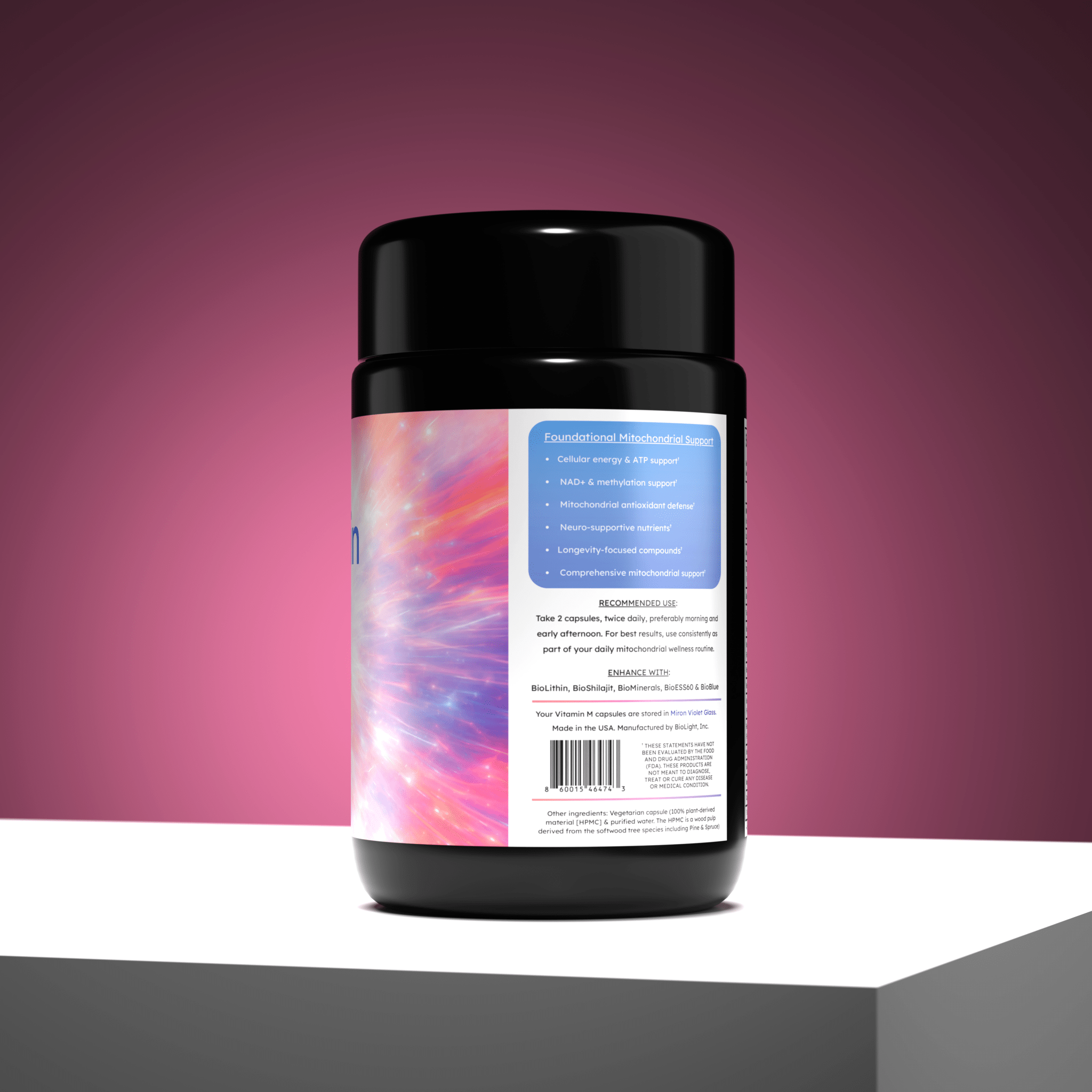 BioLight Vitamin M | Foundational Mitochondrial Wellness Supplement | NMN, CoQ10, TMG, Alpha Lipoic Acid, Vitamin B Complex