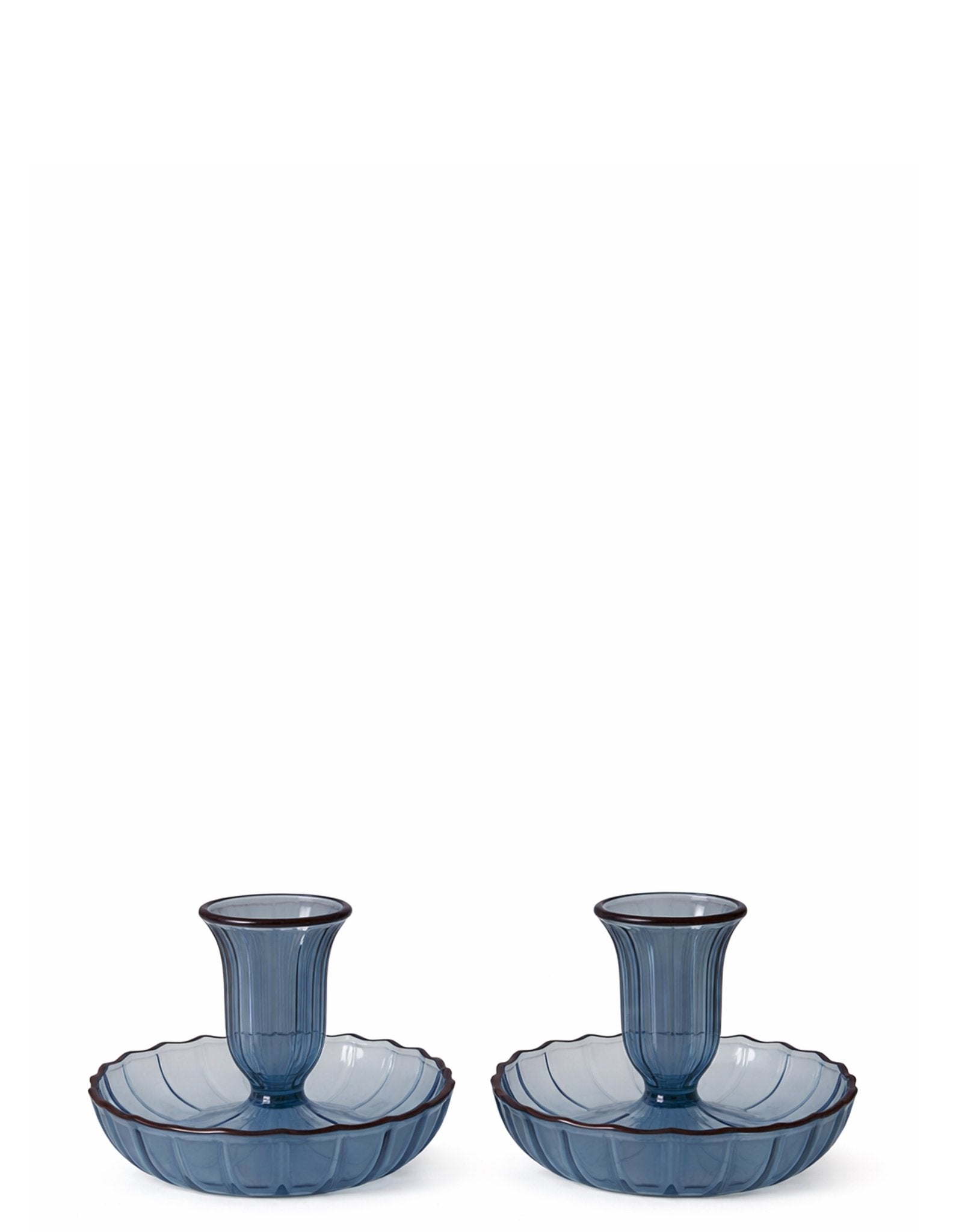 Casa Stilo Set of Fluted Candle Holders – Blue