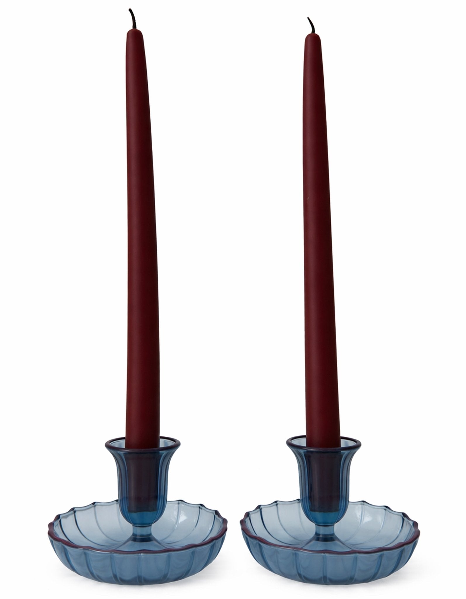 Casa Stilo Set of Fluted Candle Holders – Blue